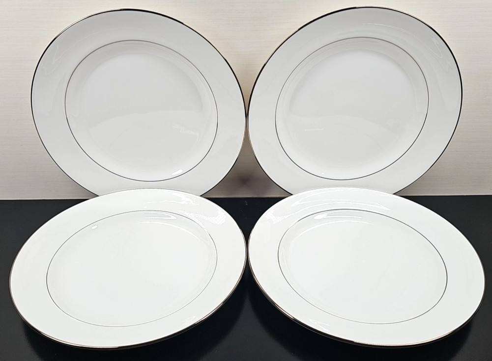 4 Lenox Continental Dining Platinum Dinner Plates Set Elegant Serving Dishes Lot