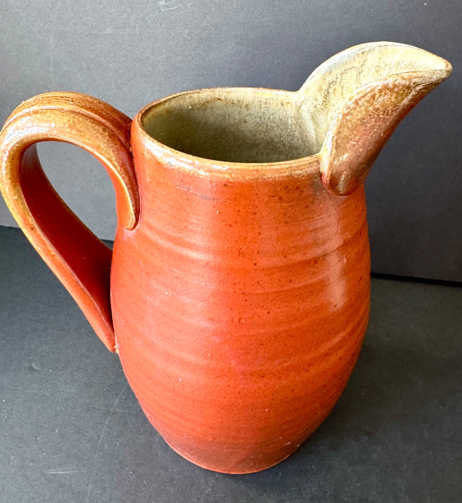 Contemporary handcrafted Sagger fire pitcher 9”