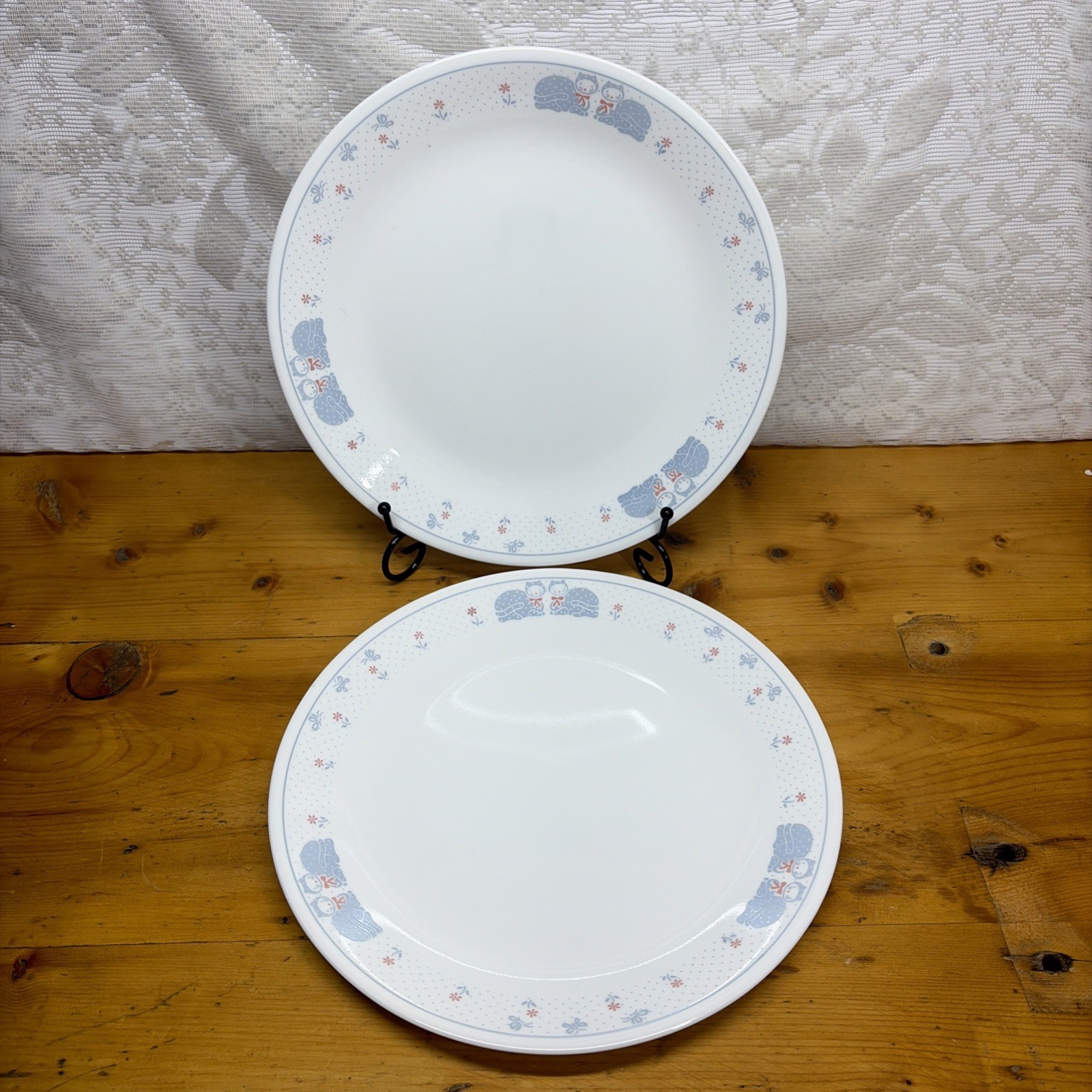 Corelle Country Pride Blue Cats 10 1/4″ Dinner Plates – 2 Available