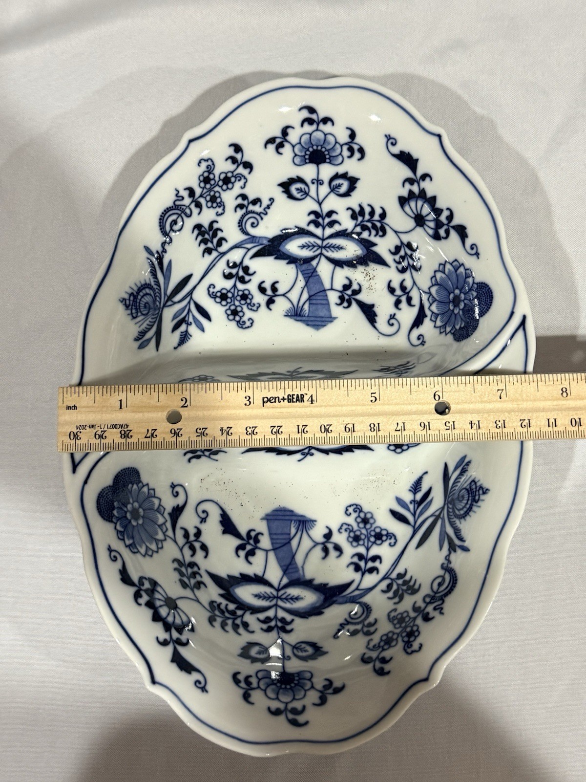 Vintage Blue Danube Blue Onion Pattern Divided Oval Serving Bowl 11”