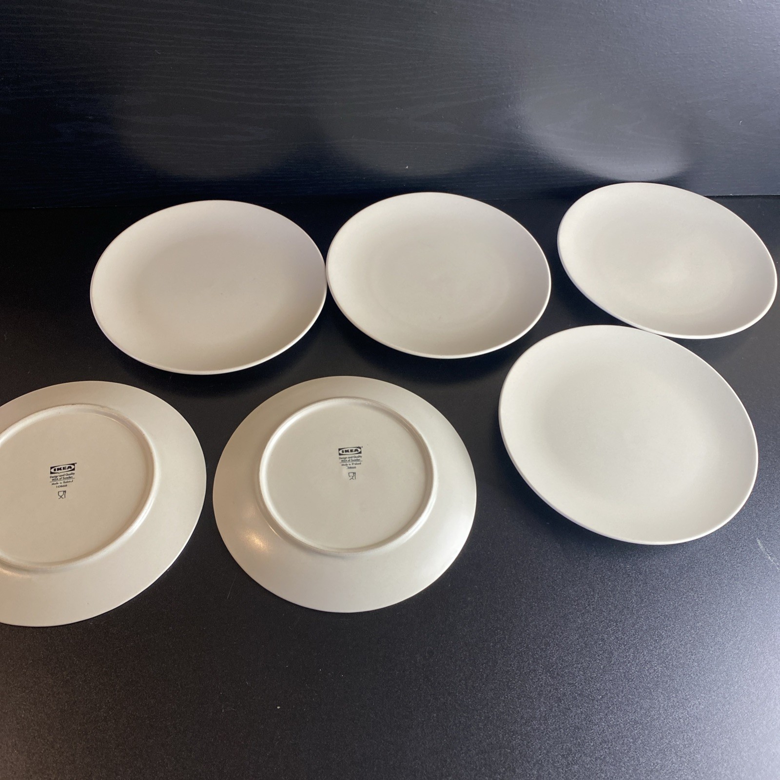 SET 6 IKEA 7 7/8″ Light Sand color Stoneware Salad Plates 10866 Matte Finish