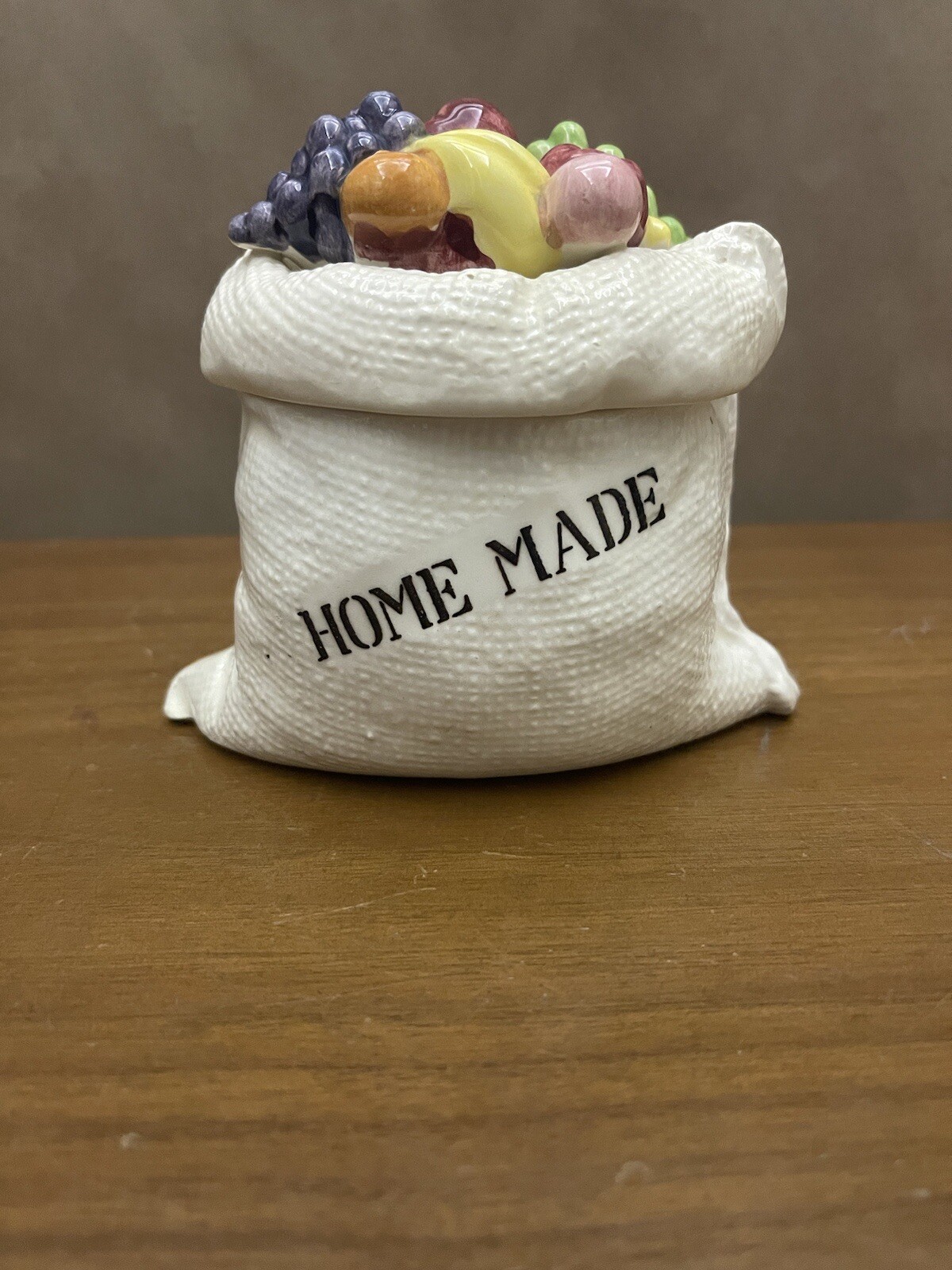 Vintage Lefton “Homemade” Lidded Jam Pot #3906 Ceramic Fruit Jar No Spoon