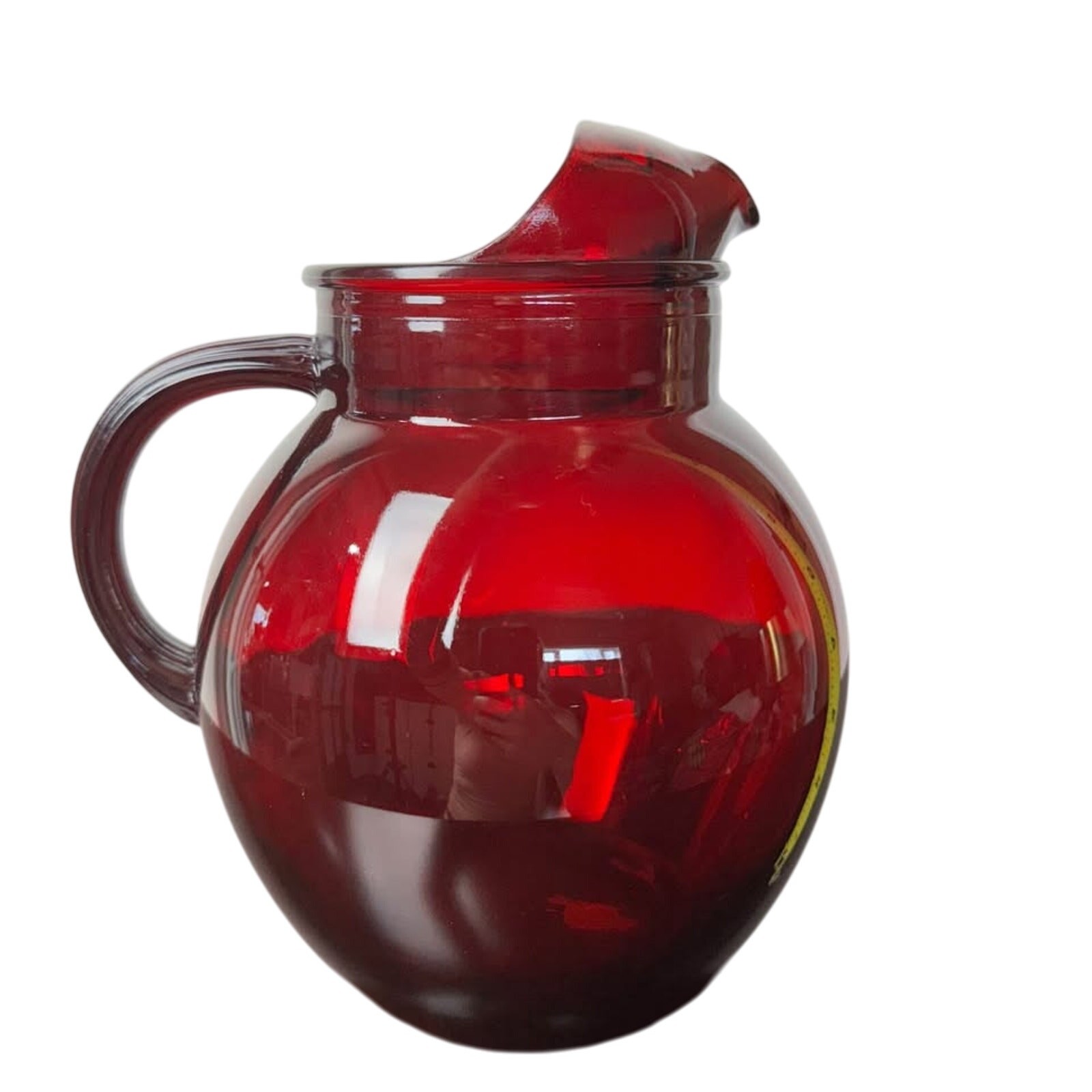 Vintage MCM Retro Anchor Hocking Ruby Red Water Pitcher – Size: Holds 3 Quarts