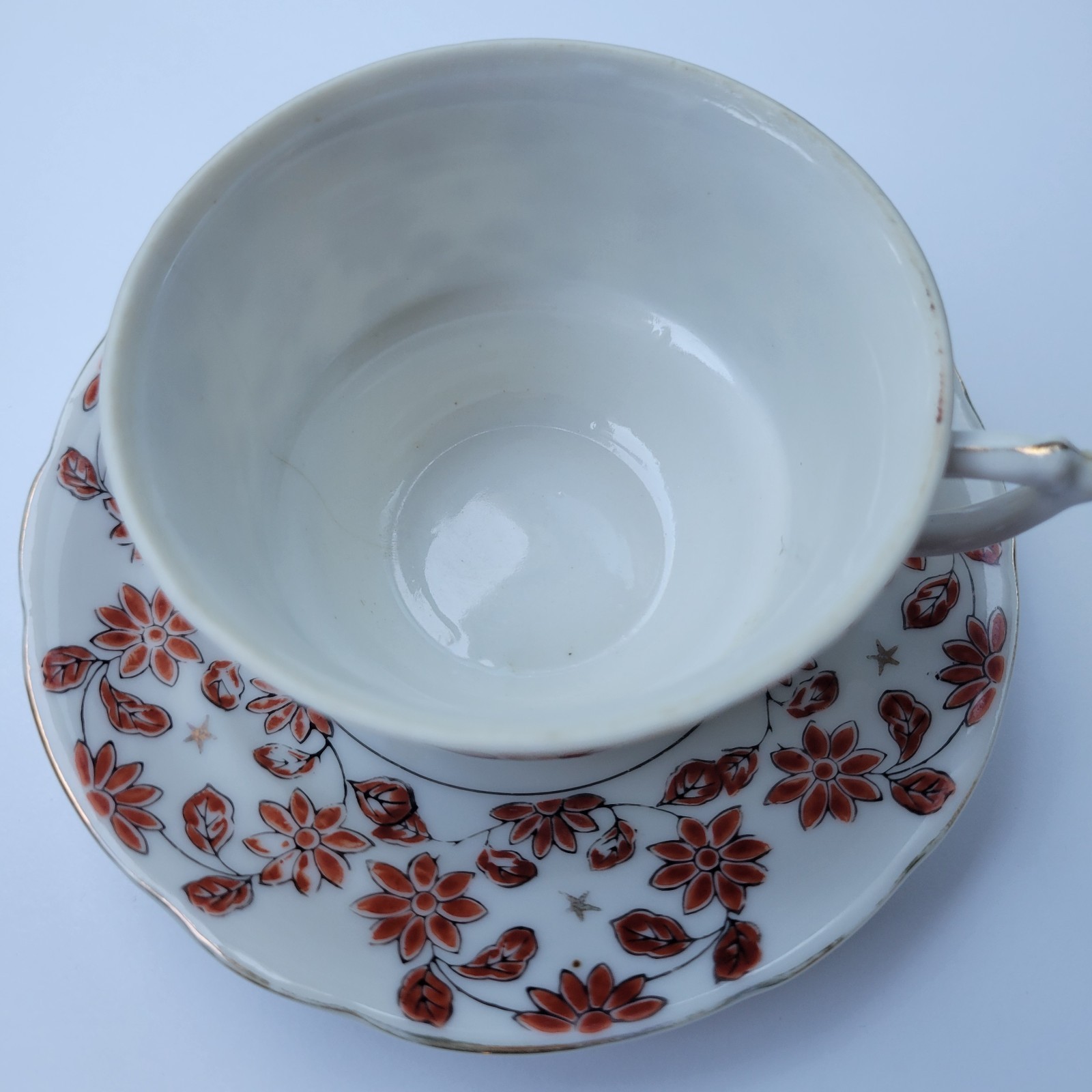 Vintage Porcelain Hadson Chinaware Made In Occupied Japan Teacup & Saucer Floral