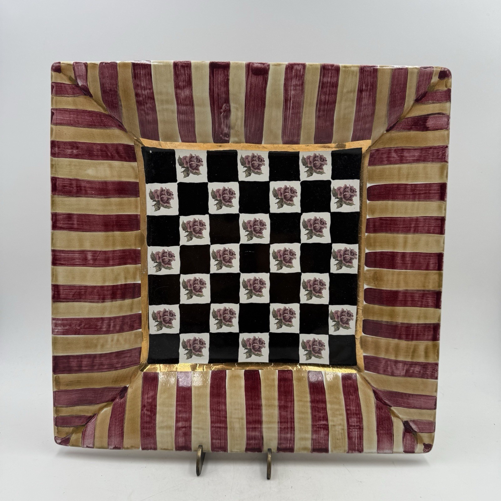 Vintage Mackenzie Childs 11.75” Torquay Frank Mustard Courtly Check Platter