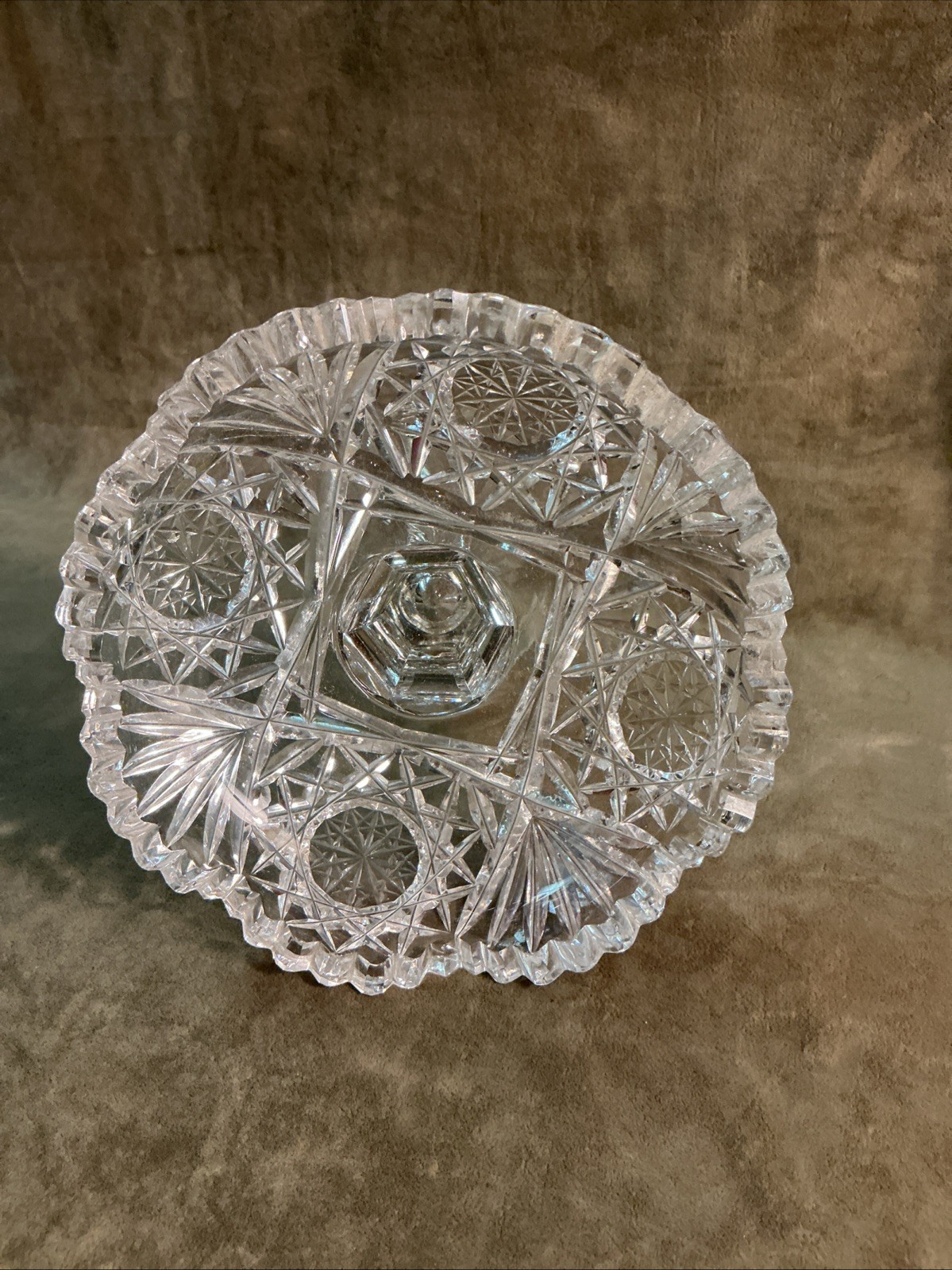 Dörflinger American brilliant Cut Glass Compote Hbstar And Fan Design