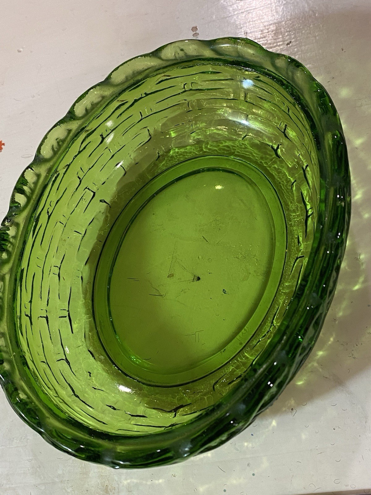 VTG L. E. Smith Emerald Green Hen On Nest Glass Chicken Dish w/Chicks Rustic