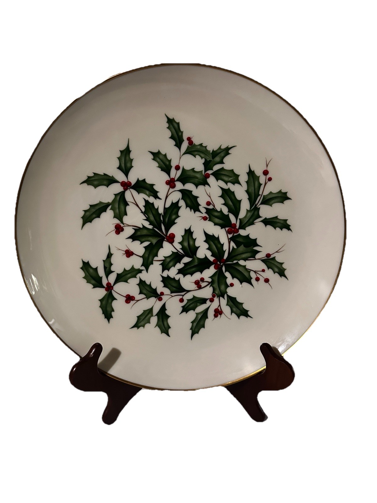 Lennox Holiday plate with Holly Berries And Gold Rim 12-3/4” excellent condition