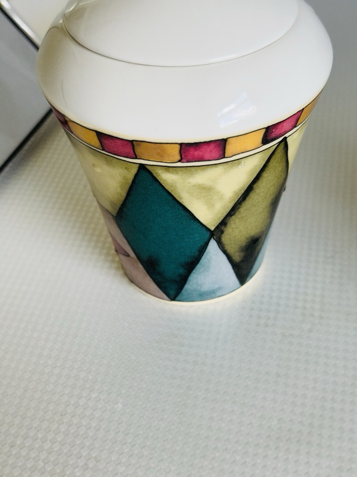 Sasaki Palazzo Creamer and Sugar Bowl Lid by Paula Zanger Multicolor Harlequin