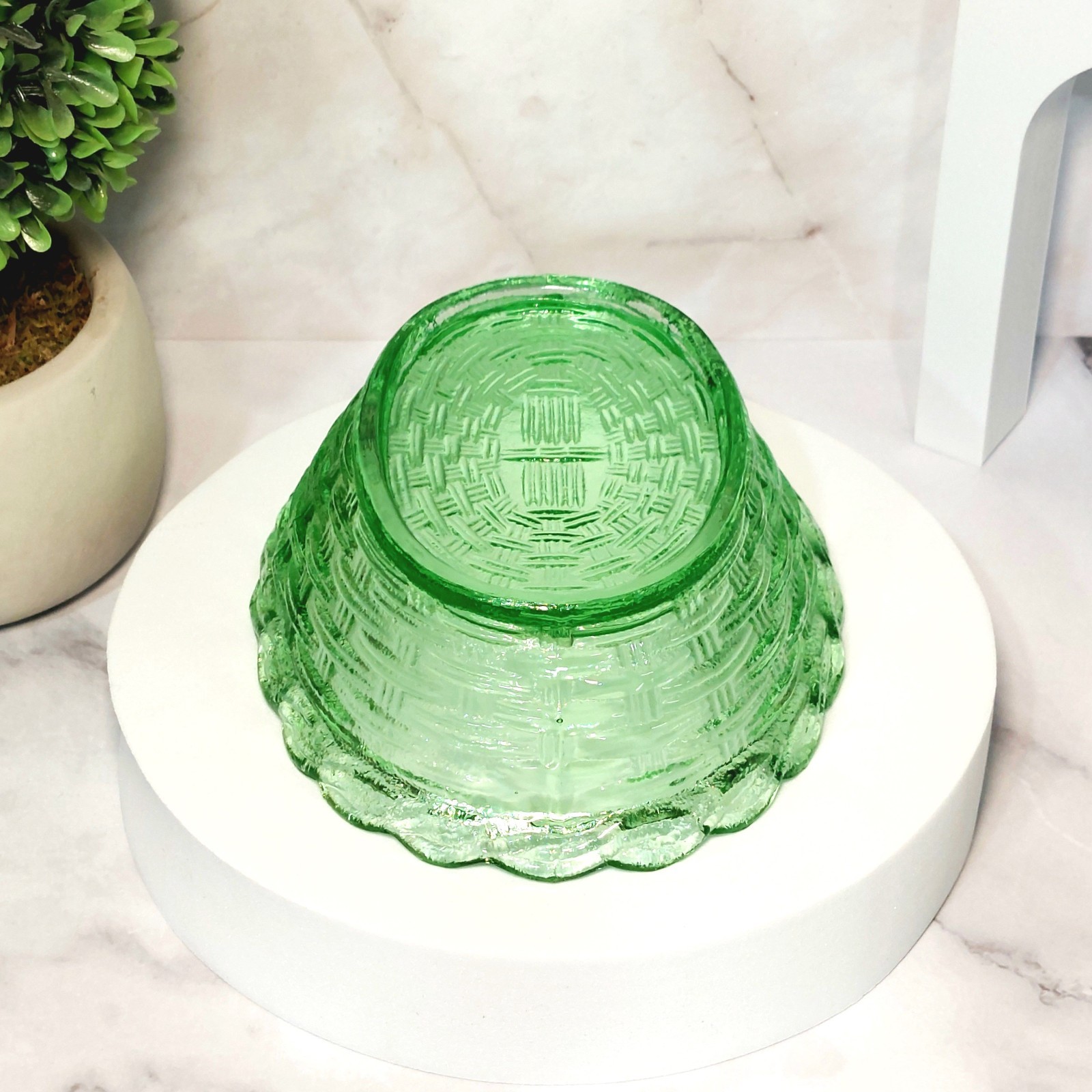 Hen on Nest Chicken Green Depression Style Glass Candy Dish, Vintage Style Decor