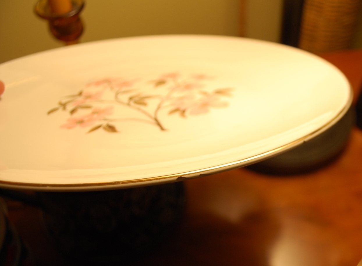 Vintage Set 6 Knowles China PINK DOGWOOD Dinner Plates Gold Rim ‘Kalla’ 1960s