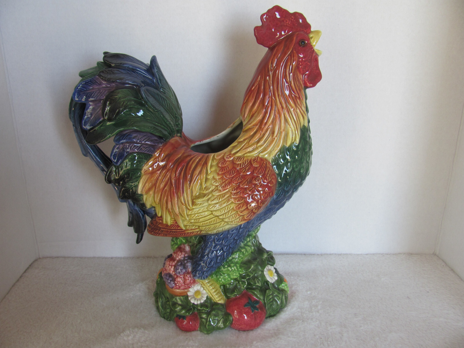 Fitz & Floyd Classics Country Gourmet Rooster 12” Tall Pitcher Centerpiece