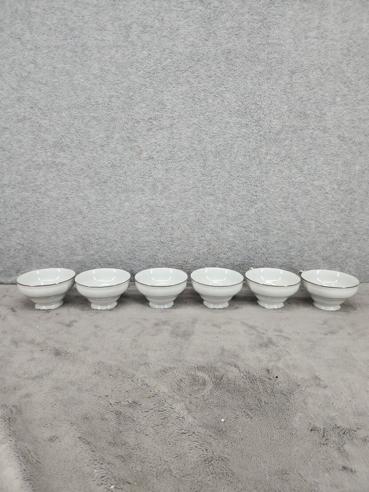 Lot Of 6 Vintage Harmony House Tea Cups Nora Platinum #3857 Fine China Japan