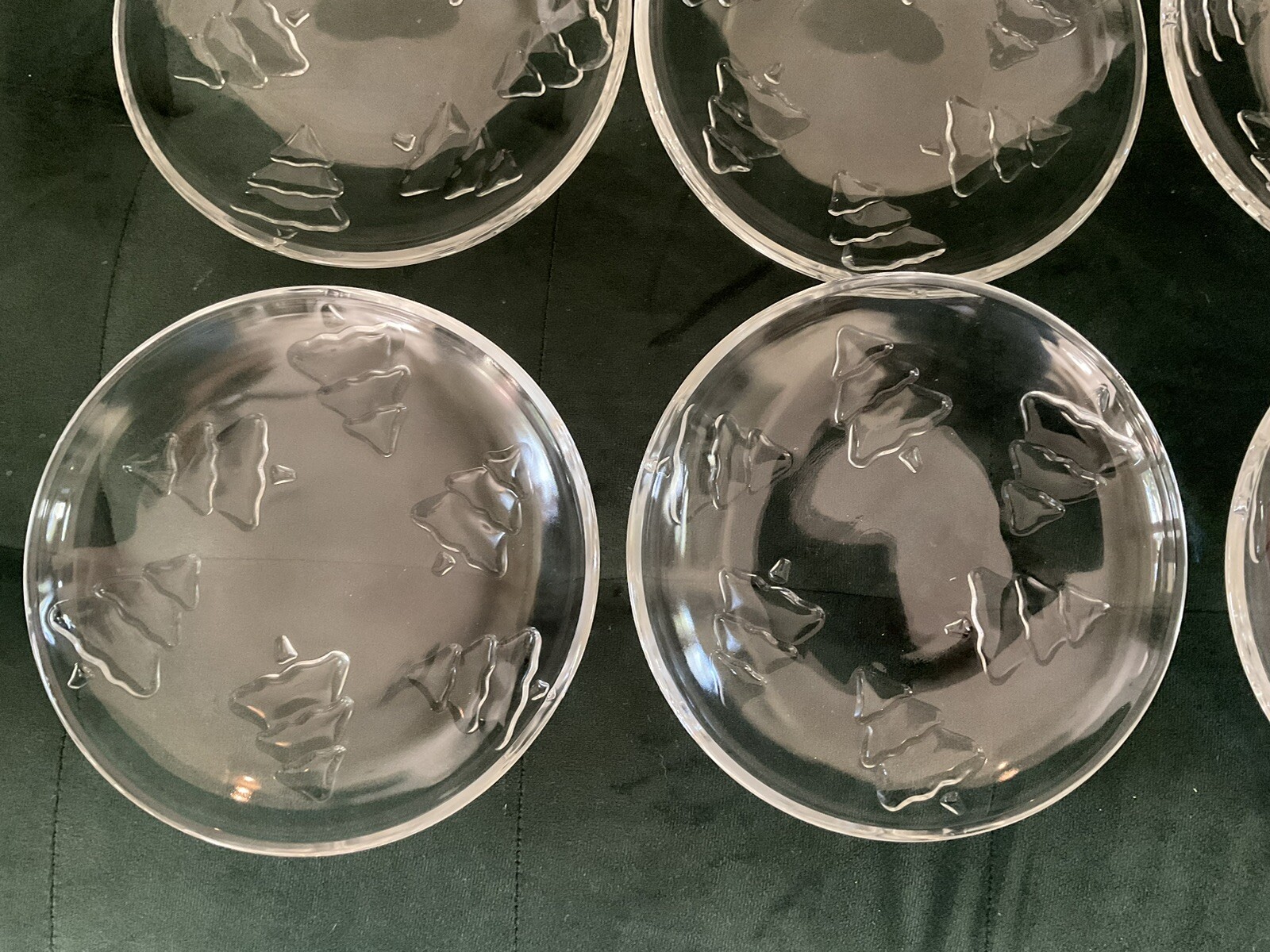 Arcoroc Glass Dessert Christmas Plates Holiday Trees 1 set of 8 in Original Box