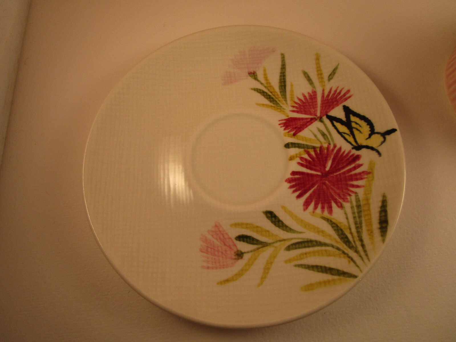 Vintage Red Wing Pottery Pink Spice Hand Painted Set of 3 Tea Cups & Saucers A