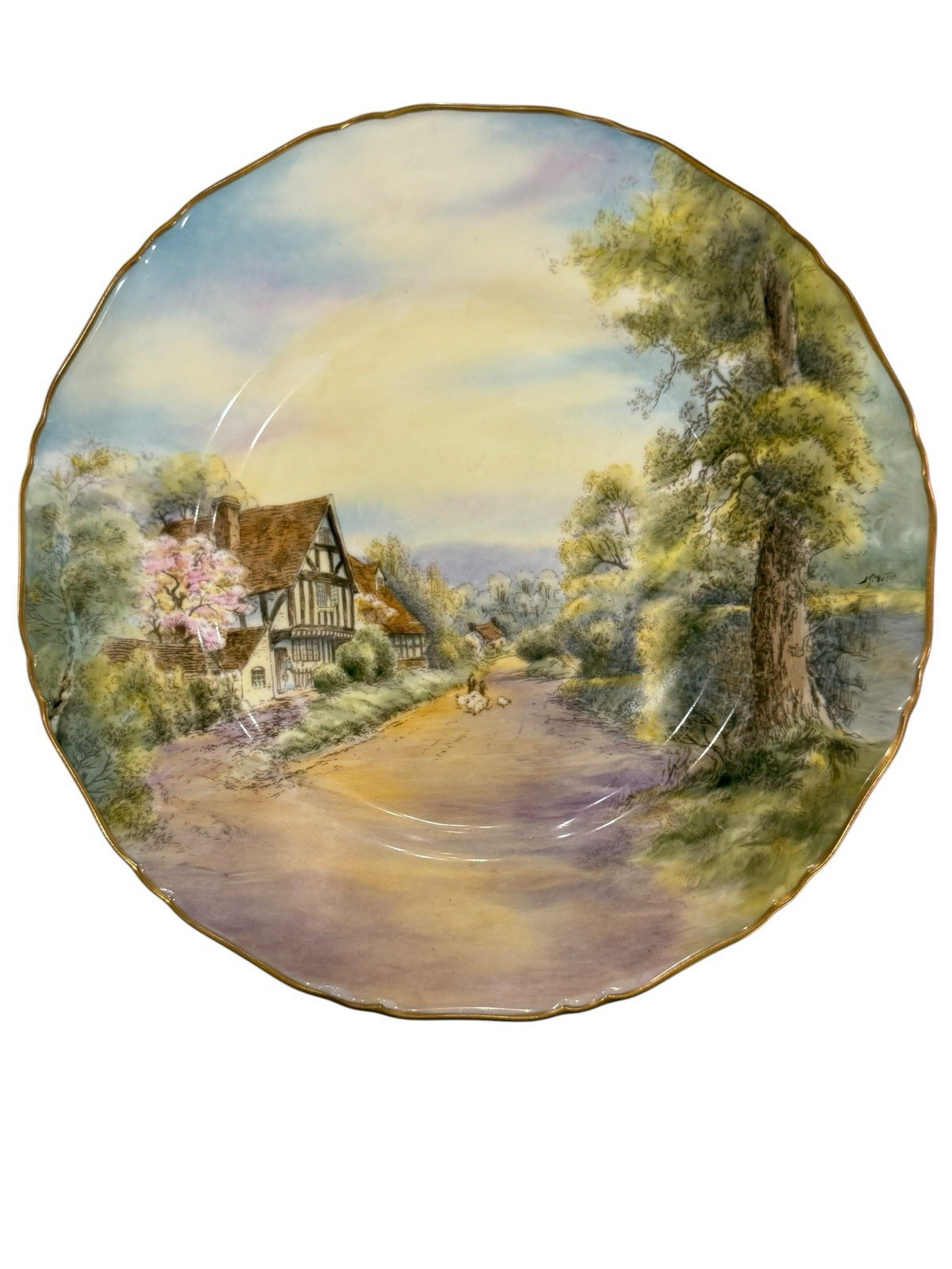 Mint Royal Worcester 1940 Cropthorne Cottage 10 1/2″ Cabinet Plate Sign J. Smith