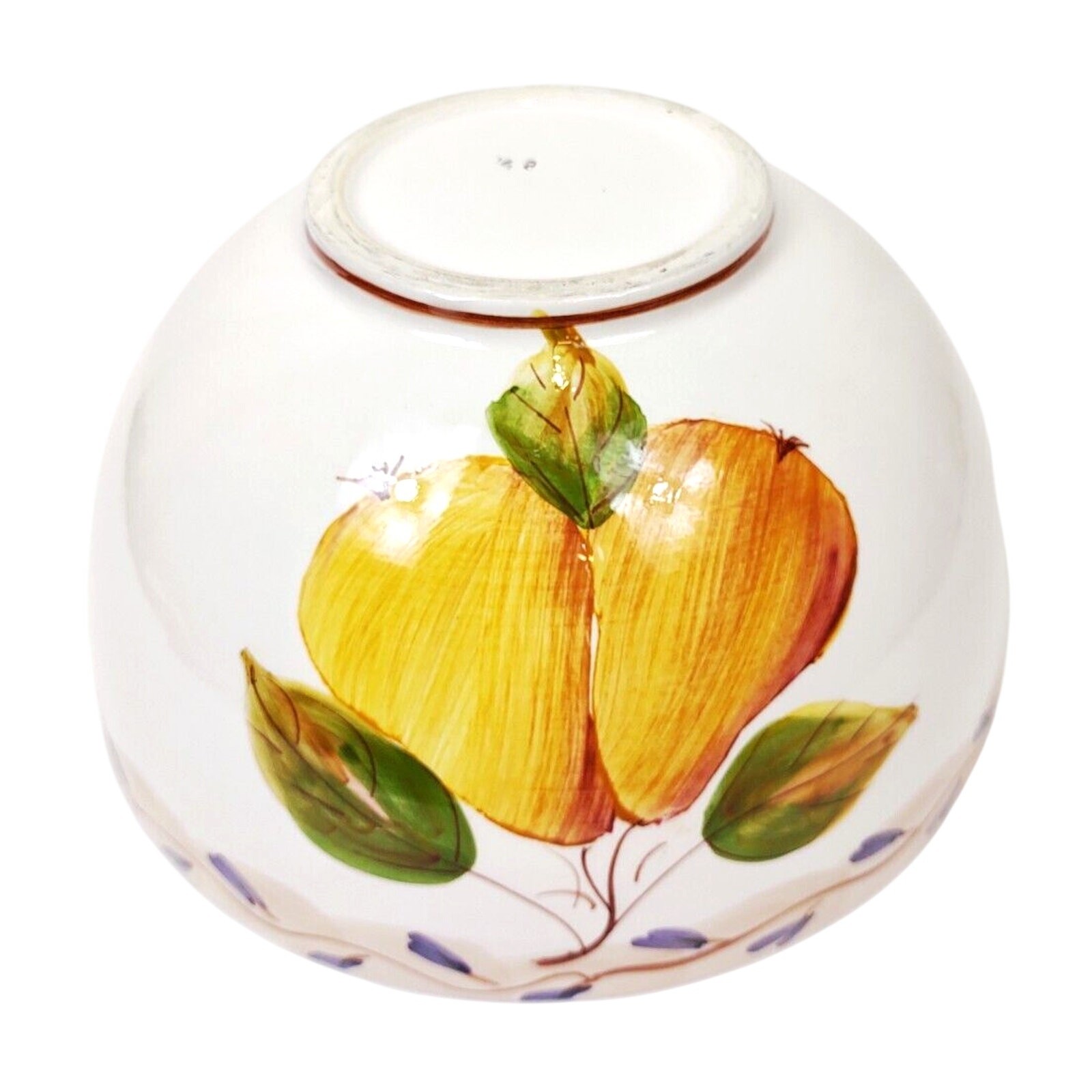 Large Hand Painted Pears Vines Tuscan 9 in Round Serving Bowl Salad Vegetable