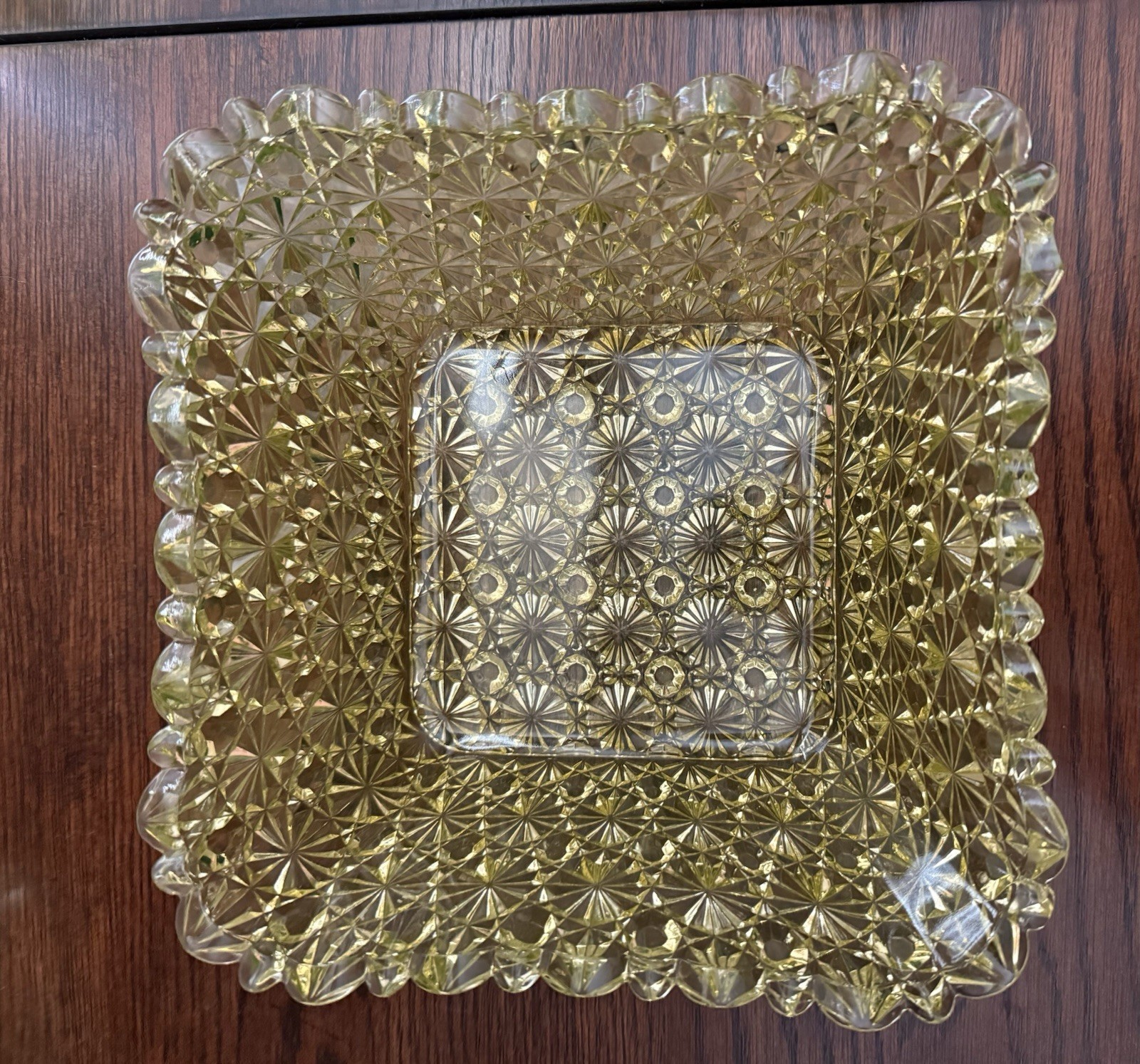 Hobbs Brockunier & Co Vaseline Uranium Glass Daisy & Button Berry Bowl Set #101