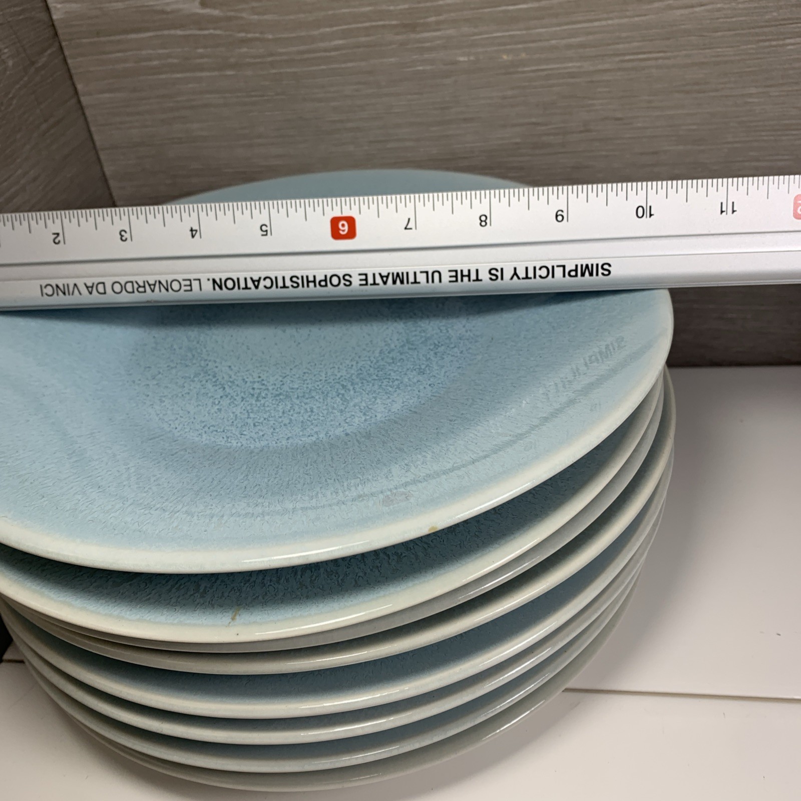 Jars France Aqua Blue 10 1/4” Dinner Plates Set Of 8