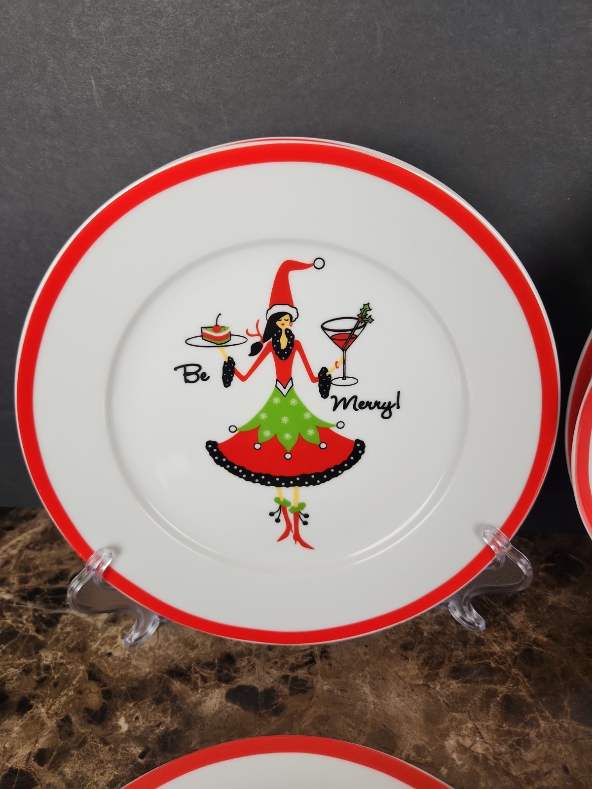 Set Of 8 Christmas Dessert Plates At Home Tis The Season 8″ Holiday Cocktails