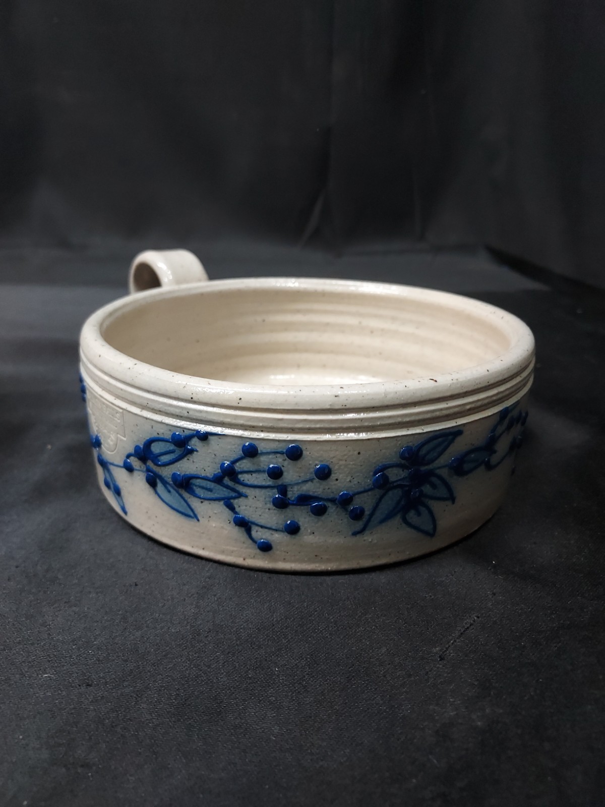 RARE Salmon Falls Stoneware Blueberry Vine 1994 Salsa Dip Bowl Signed Dover NH