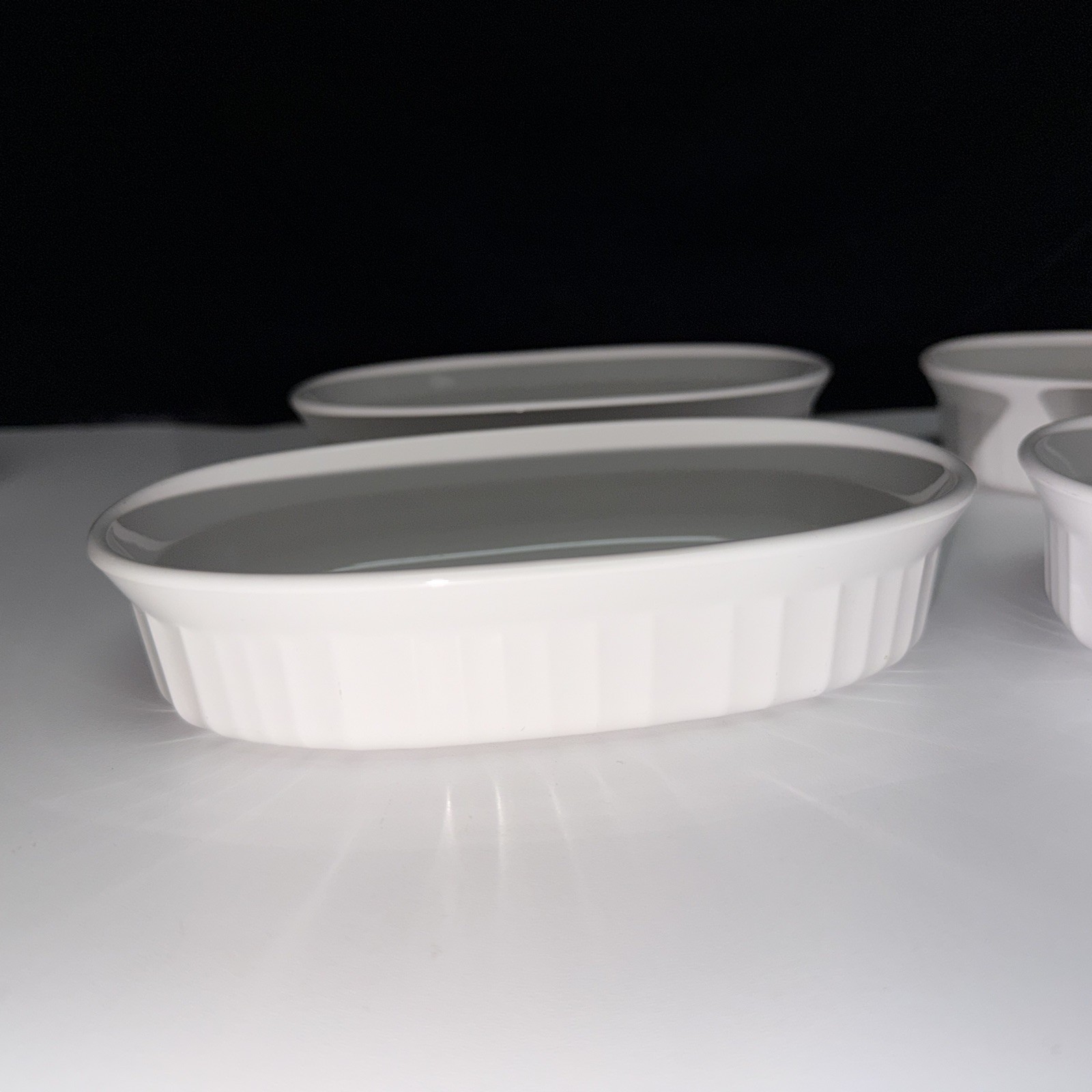 SET OF 4–Corning Ware Small Casserole Dish Bowl White Oval F-15-B 475 ml 15 oz