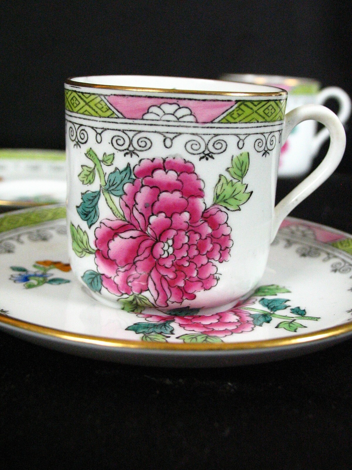 Spode Chinese Blossom Demitasse Cup & Saucer 2 Cups 4 Saucers