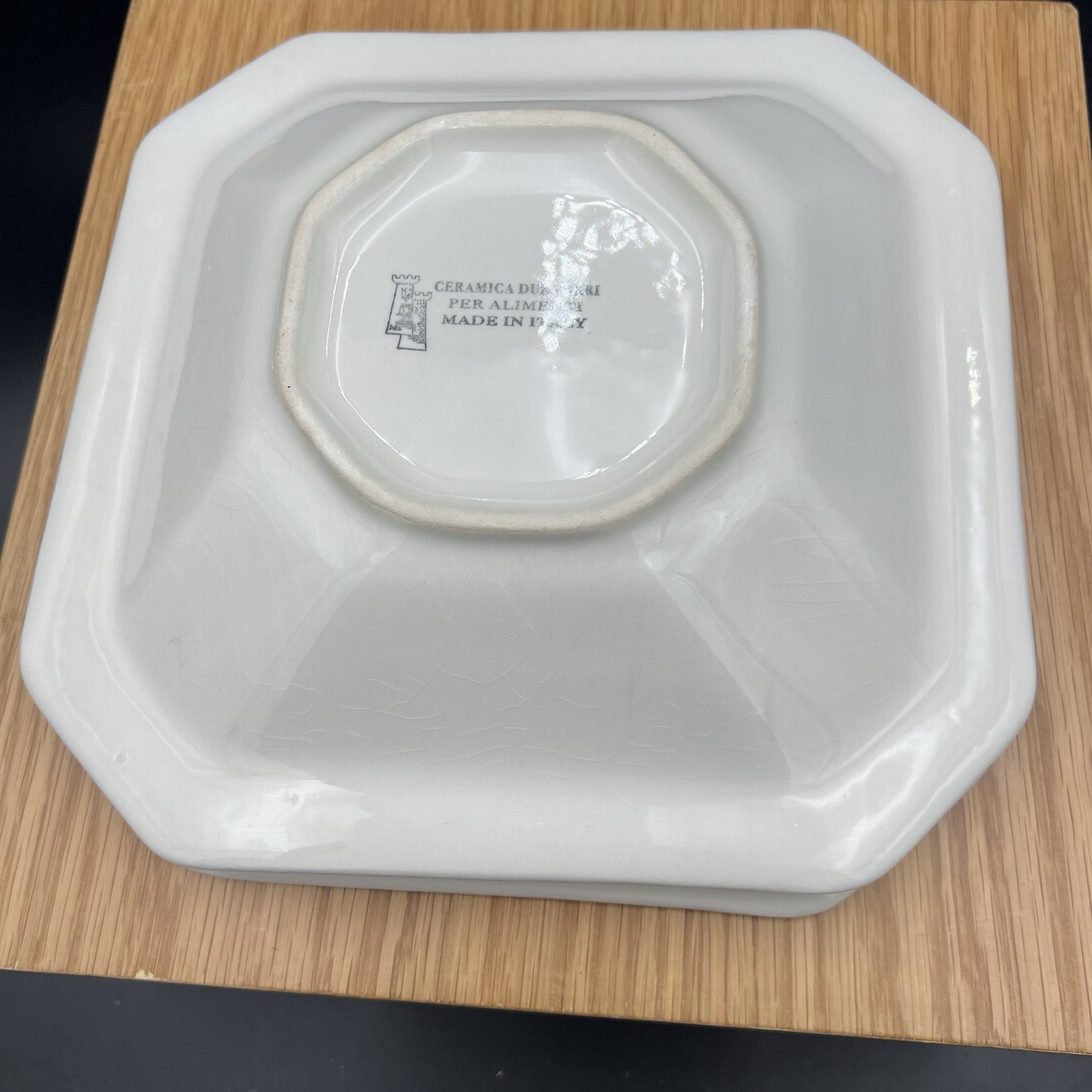 Vintage Ceramica Due Torri Mint Herb Bowl Square 9” Italy Set of 2