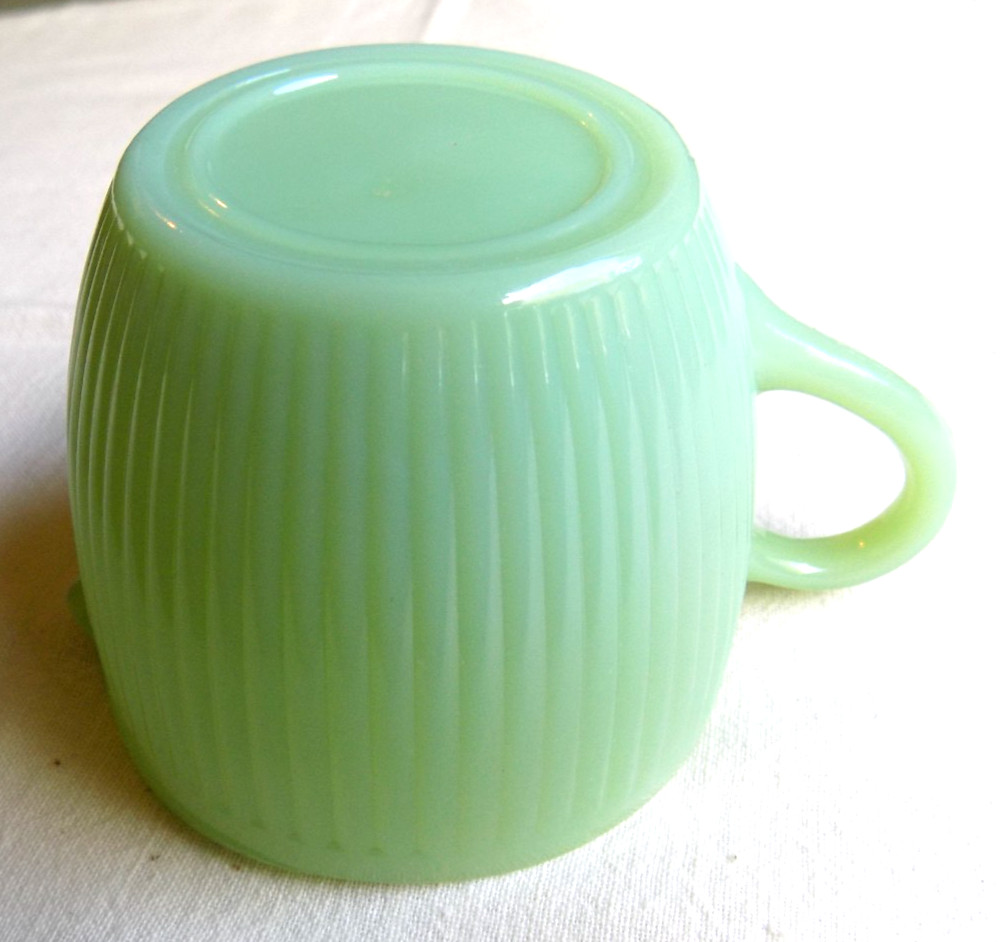 Vintage Fire King Jadeite Green Glass Creamer & Cup and Saucer Jadite