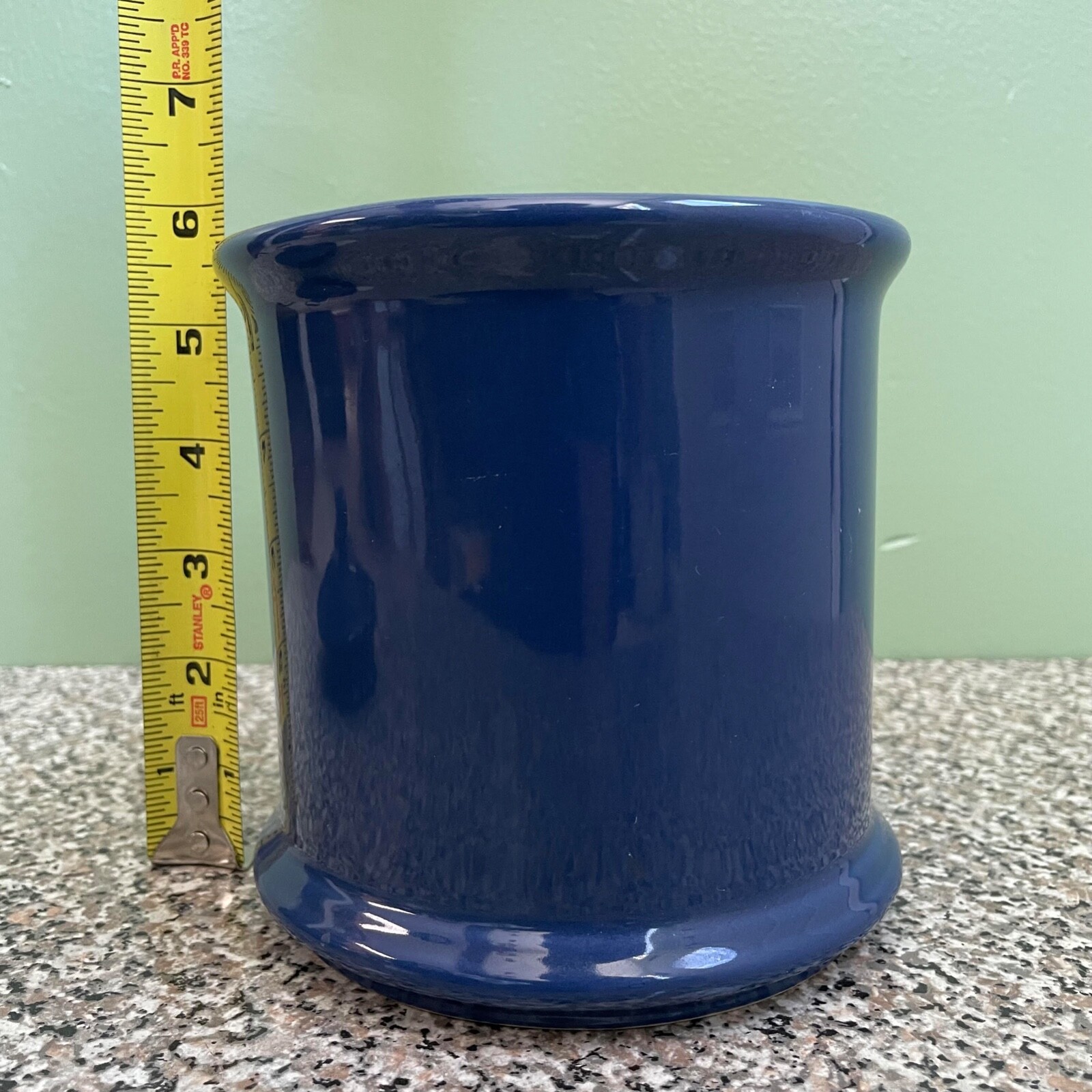 Crock Cobalt Blue With Lid 5 1/2 Inches Tall By 5 1/2 Inches Wide