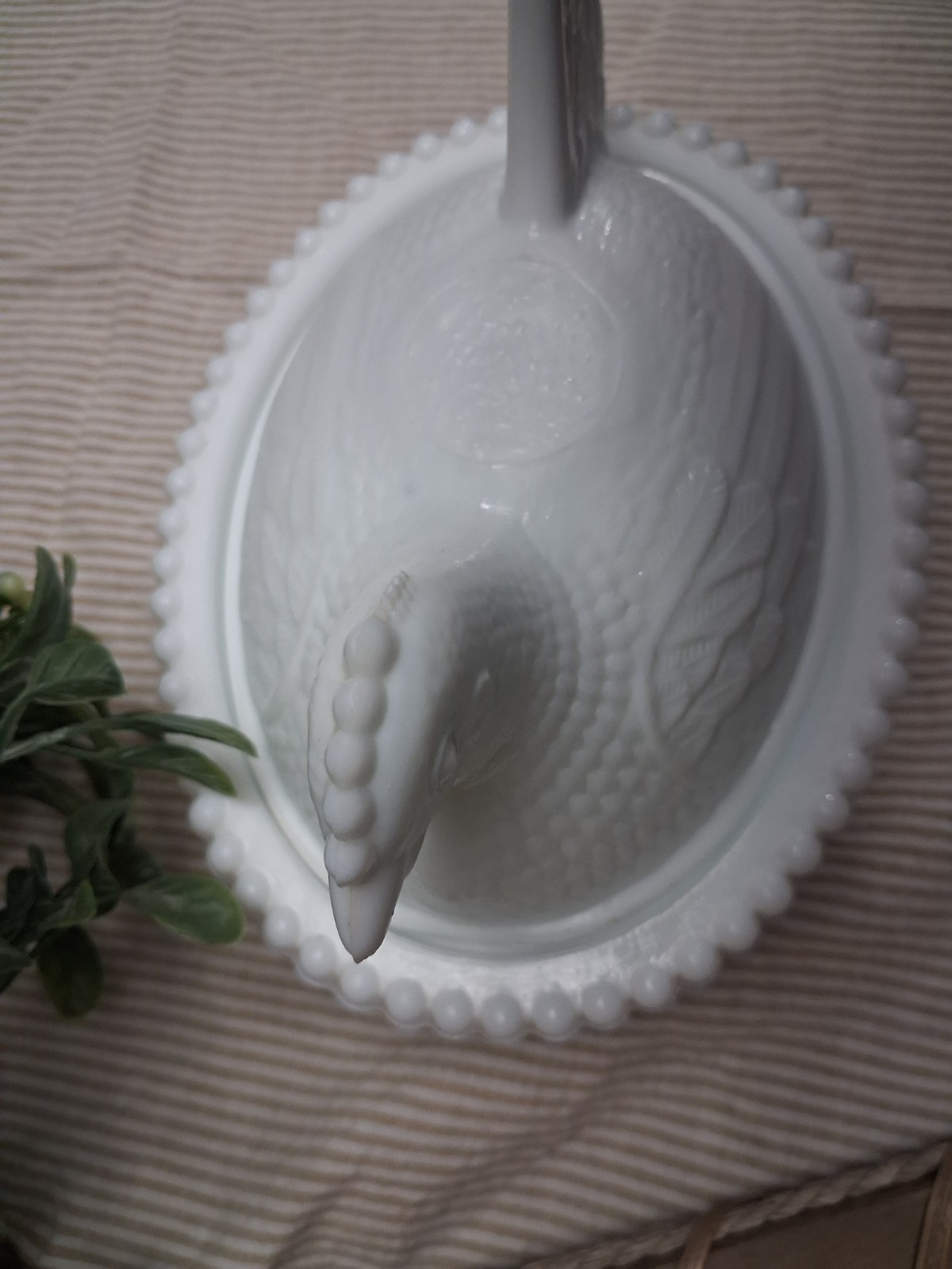Vintage Indiana White Milk Glass Chicken Hen On Nest Covered Bowl Candy Dish 7″