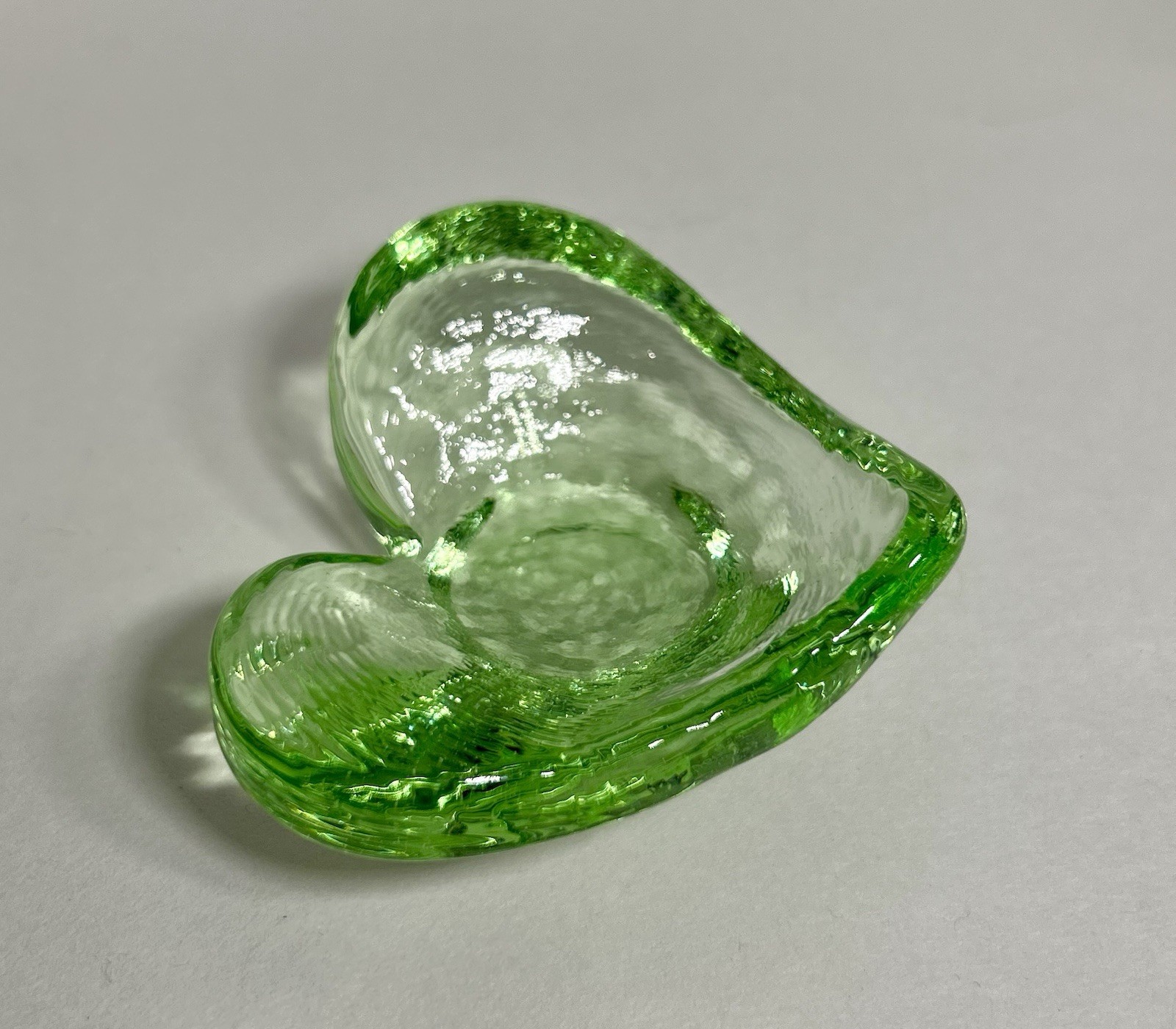 Fire & Light Recycled Glass Celery Green Heart Shaped Trinket Dish