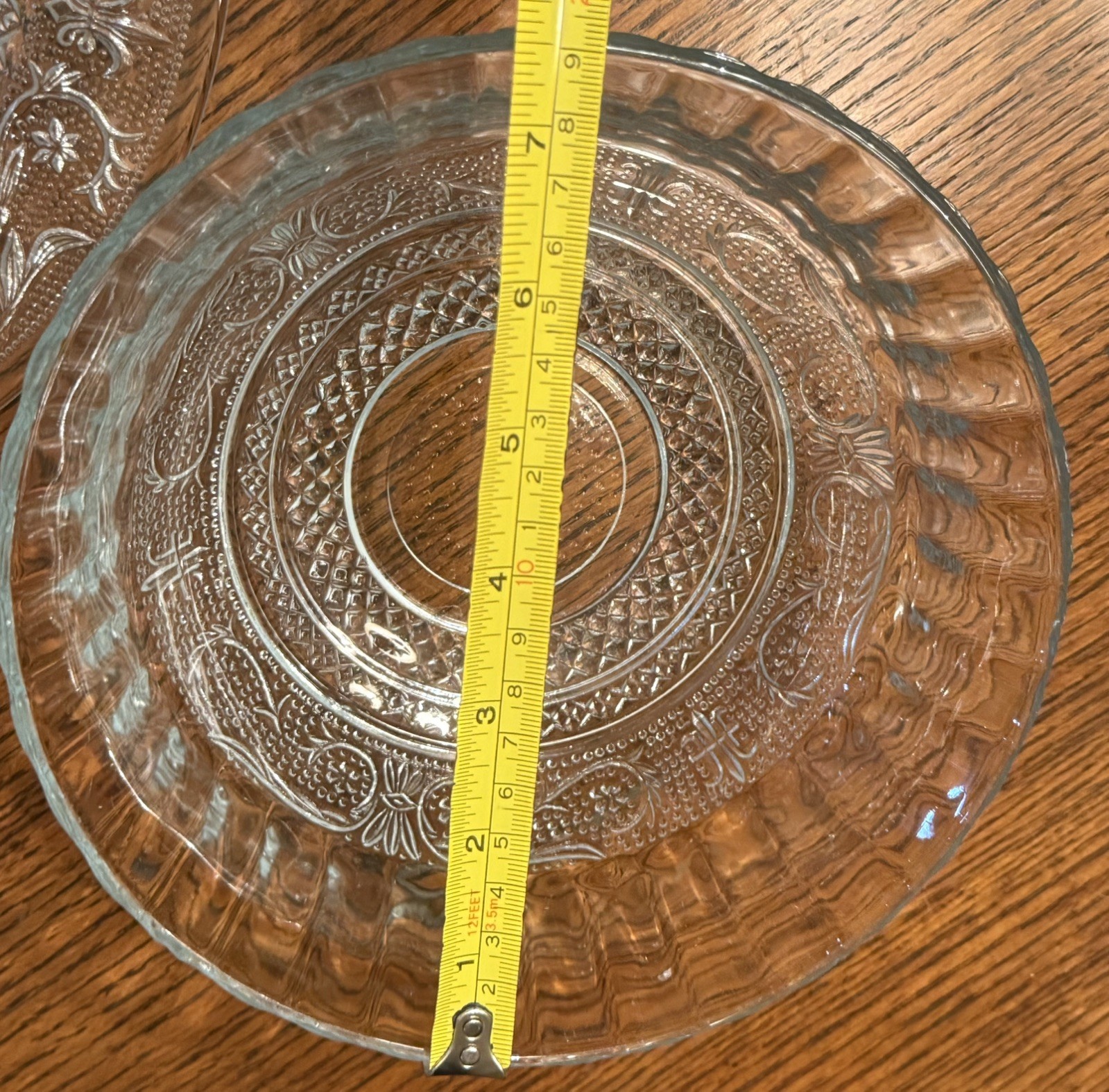 3 Pcs -VINTAGE KIG MALAYSIA Trellis Glass Sandwich; 2 Serving Bowls & 1 Lg Plate