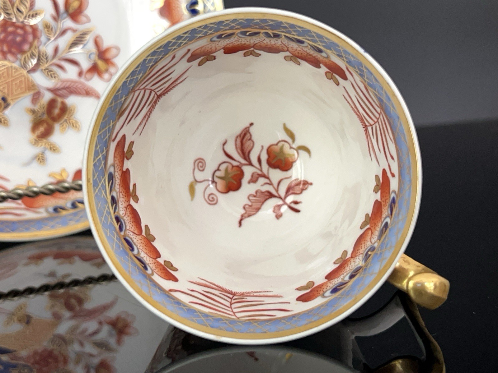 Antique Early Spode Cup & Saucer Japanese Imari C1810 Porcelain Gilt Blue Red