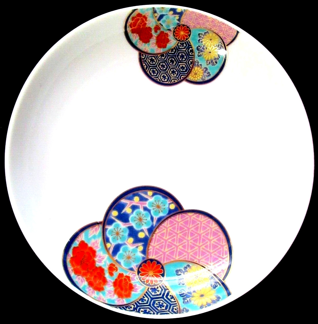 “6.5-in DESIGNER PLATE” ~ (FLORAL / JAPANESE FAN DESIGN) ~ *** MADE IN JAPAN ***