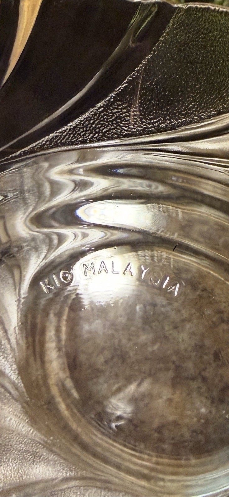 6-KIG Malaysia 8” Clear Glass Swirl Plates Vintage