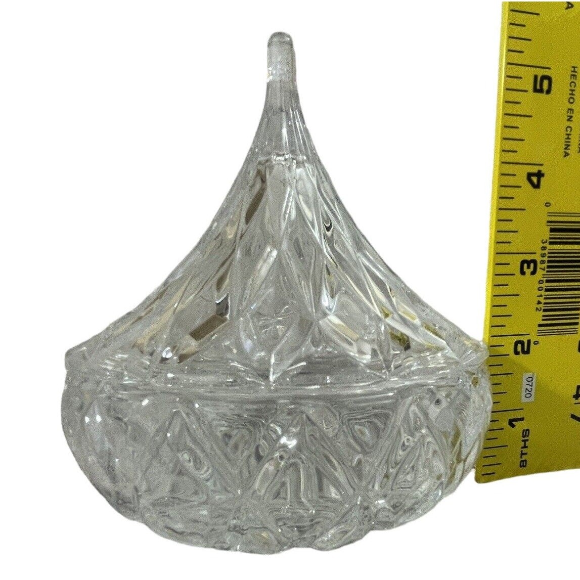 Godinger Crystal Hersheys Kiss 2 Piece Clear Candy Dish Cut Glass 5″x4.5″