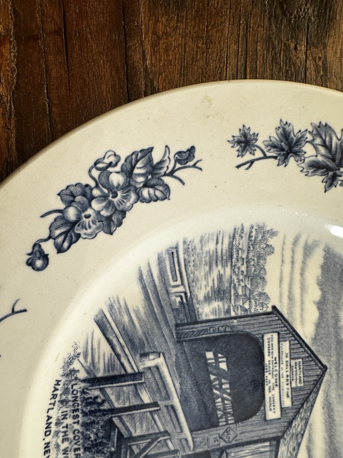 Vintage Wood & Sons Atlantic Canada Covered Bridge Transferware Plate Cottagecor