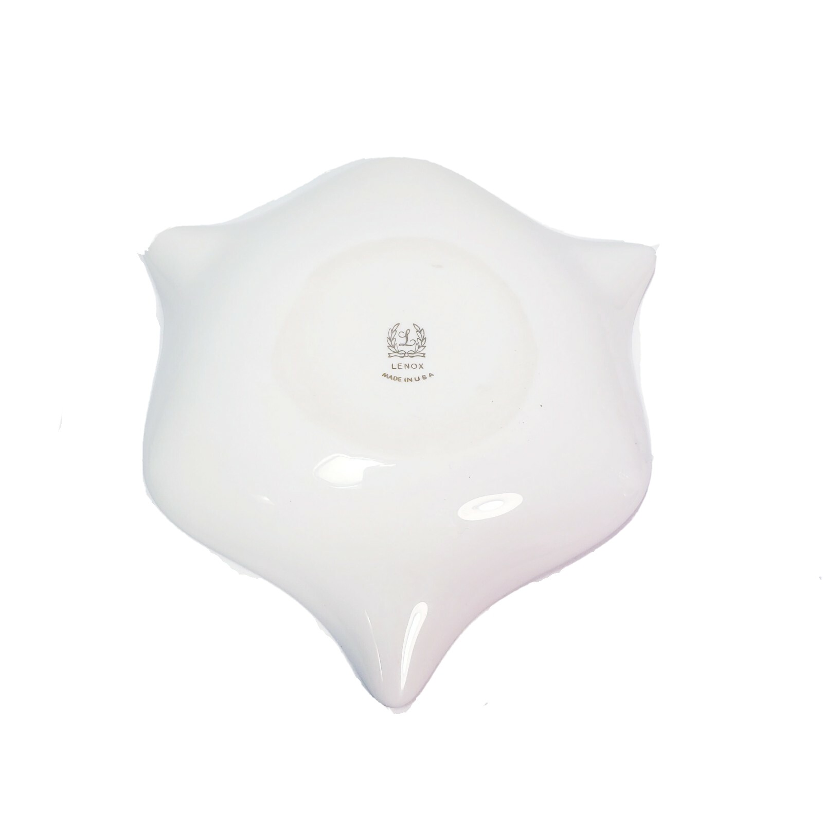 Lenox White Ivory Candy Dish Red Rose Pattern with Gold Inlay USA Vintage