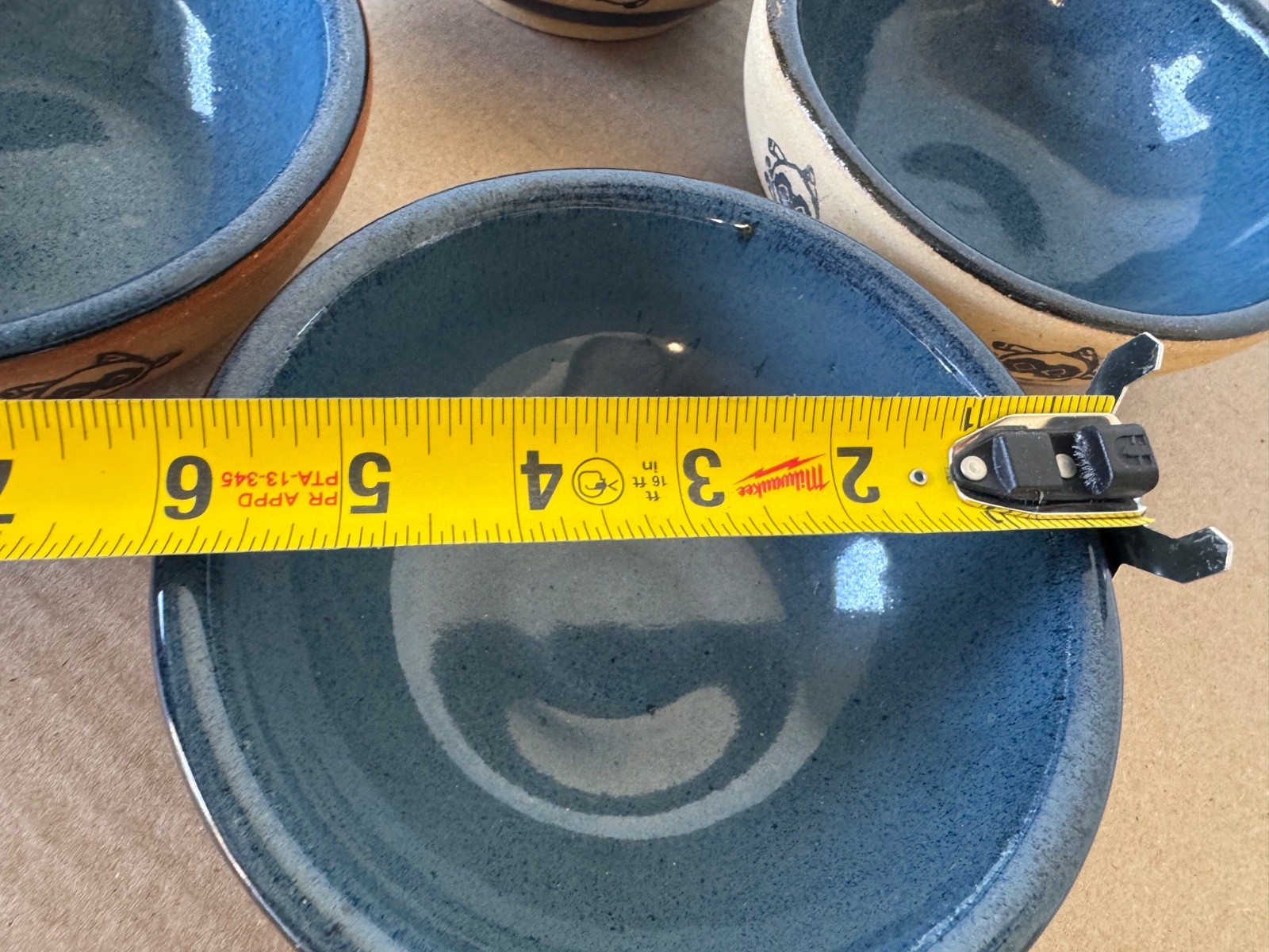 Always Azul Pottery 6″ Soup Bowls x4 Blue Turtle Design Discontinued Colorado