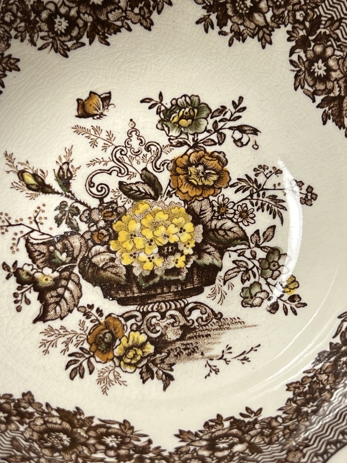 Mason’s England 1963 Cereal Bowl Ascot Brown Transferware Ironstone, 6.25×2”