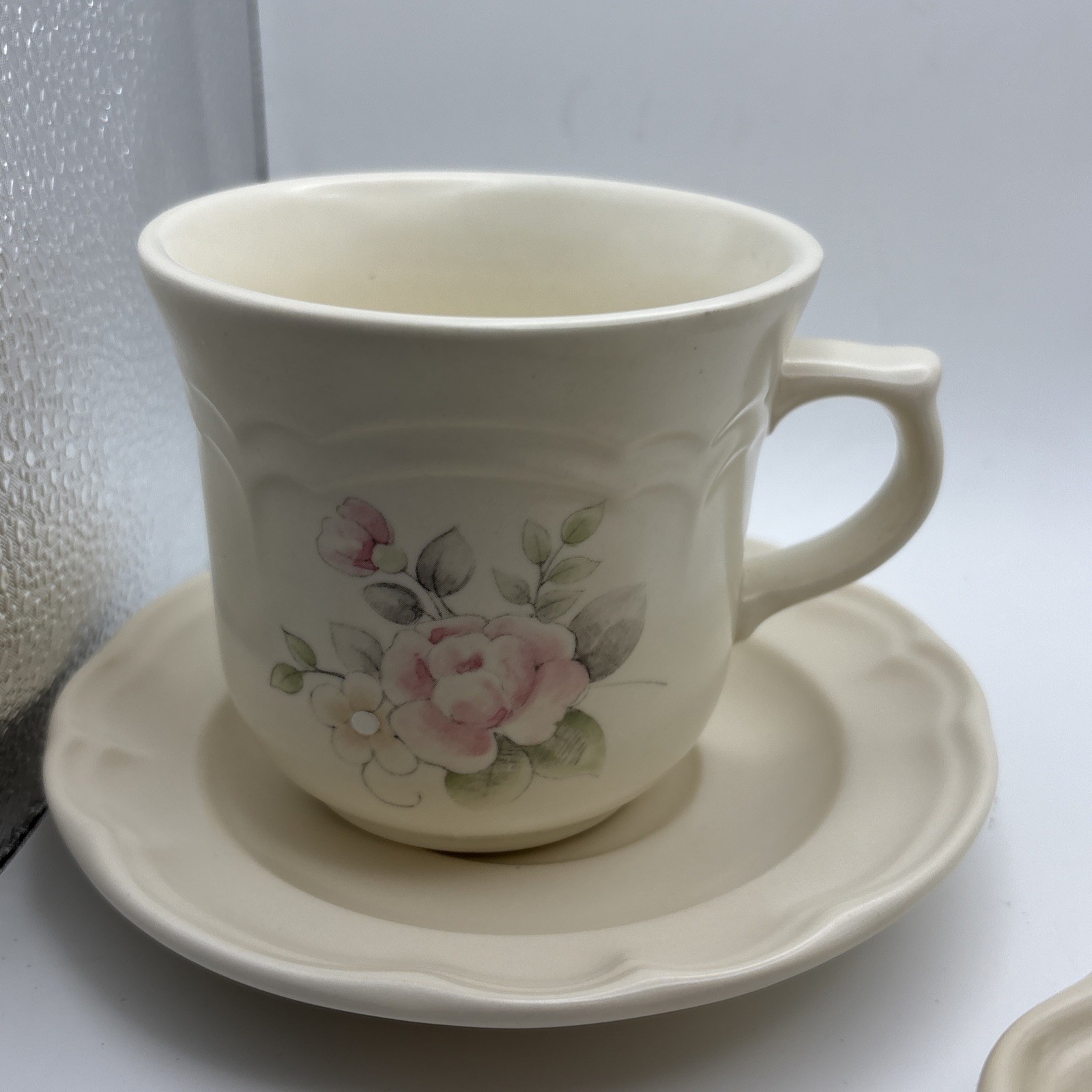 Vtg Pfaltzgraff Tea Rose Set Of 3 Cups & Saucers Replacements Floral Cottagecore