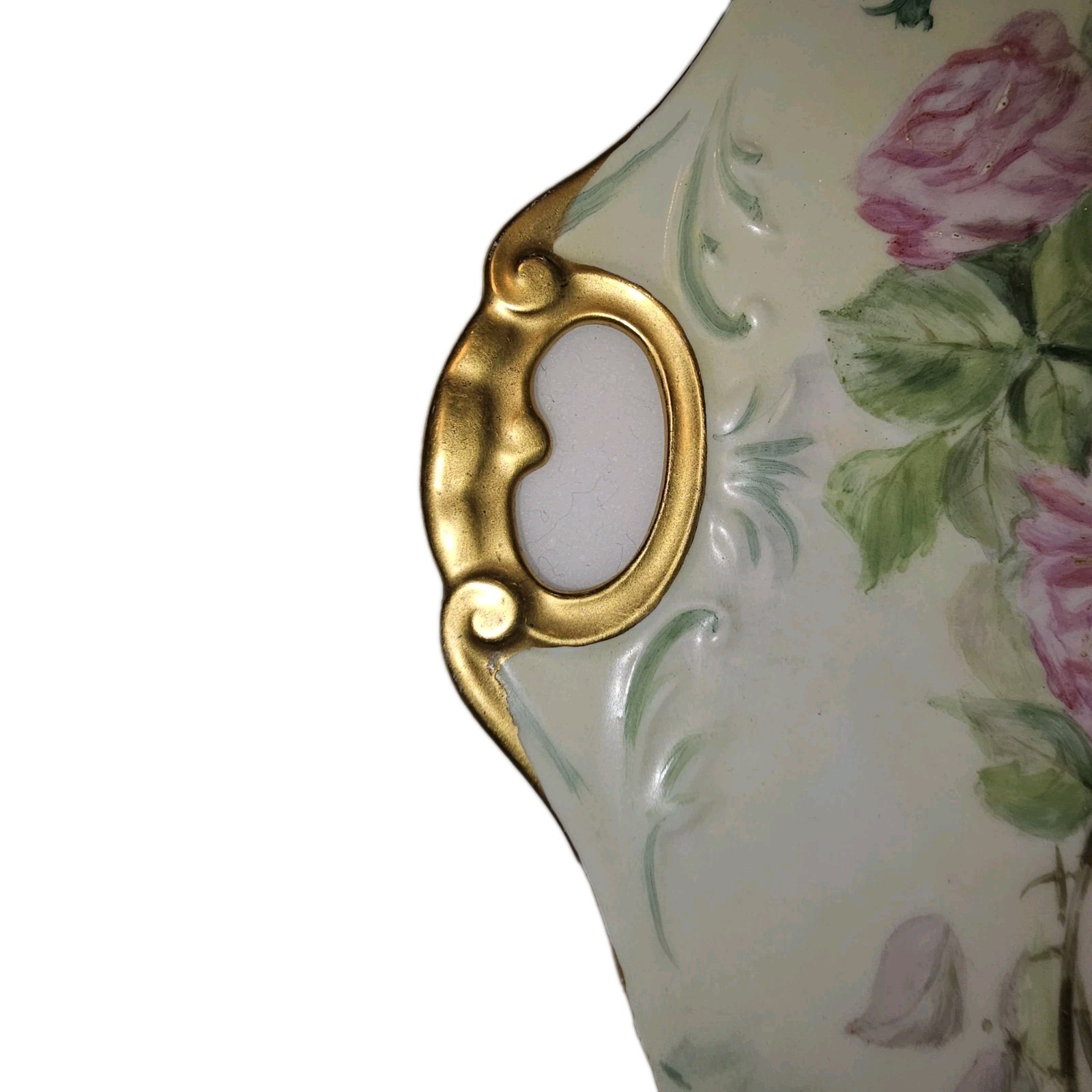 JP Limoged France Plate Handpainted Decoritive Scalloped Cut Gilted 1896 Signed