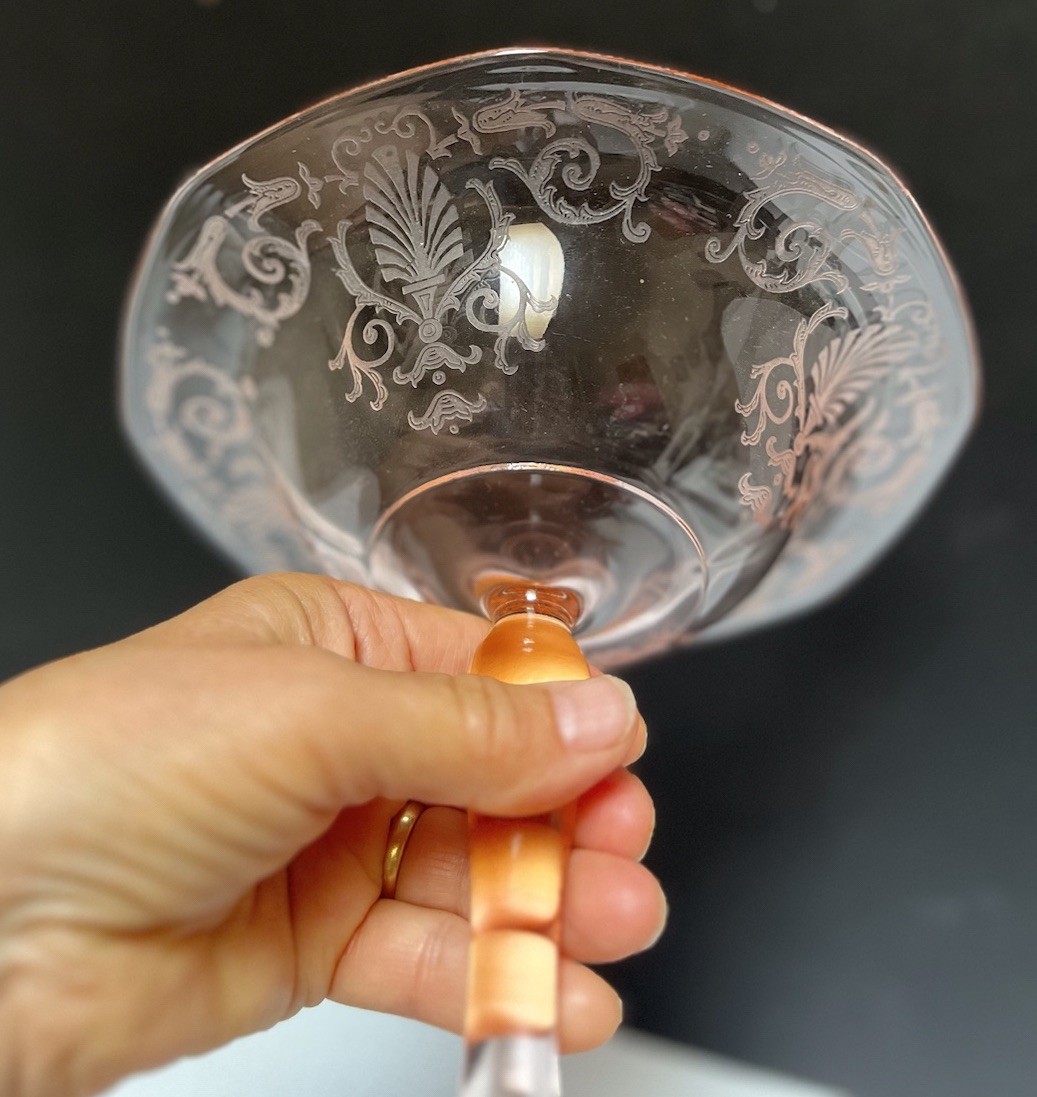 Fostoria Glass VERSAILLES Pink 6 1/2″ Tall Compote.