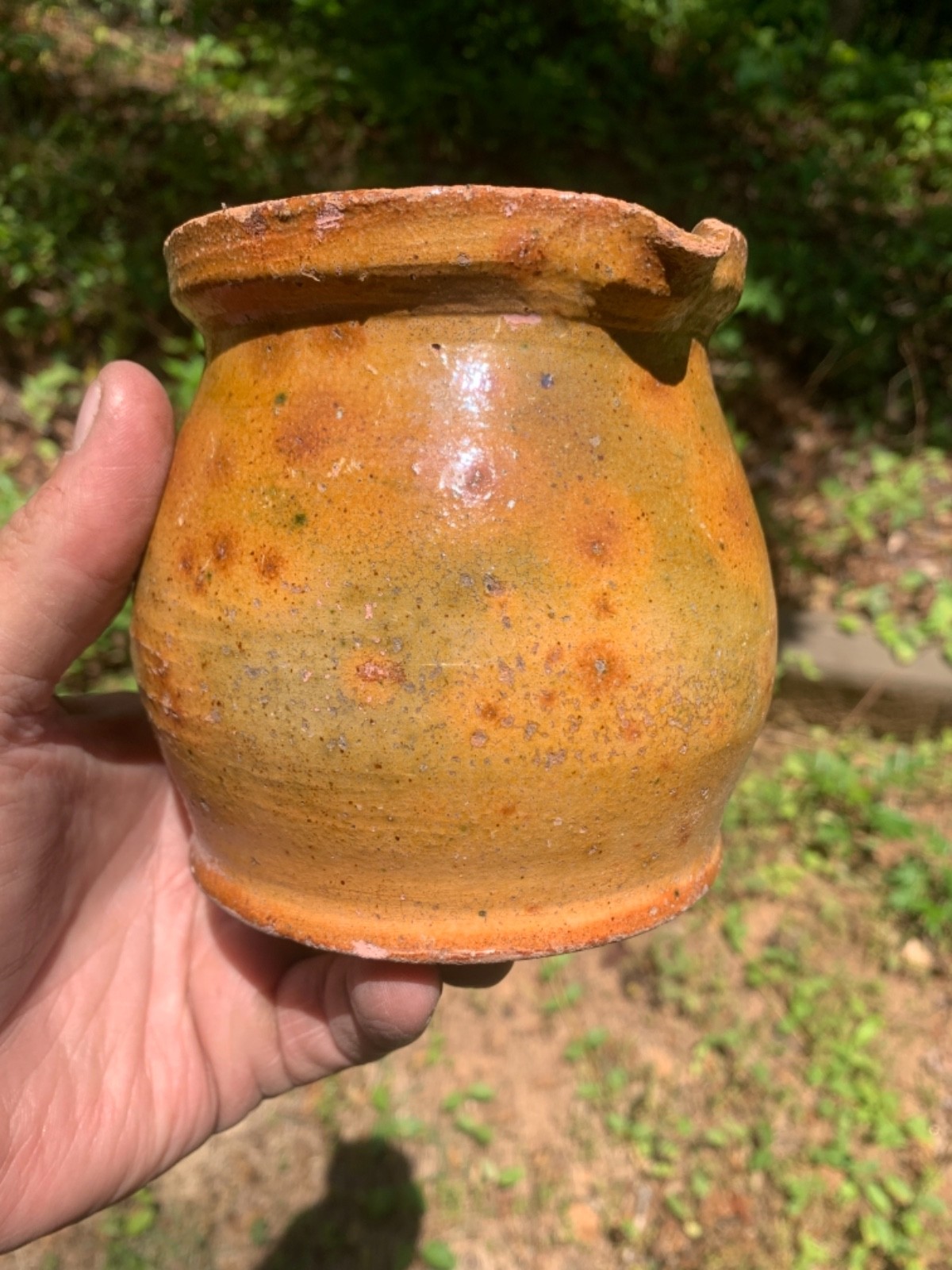 redware quart Pitcher Super Glaze no lid – flakes