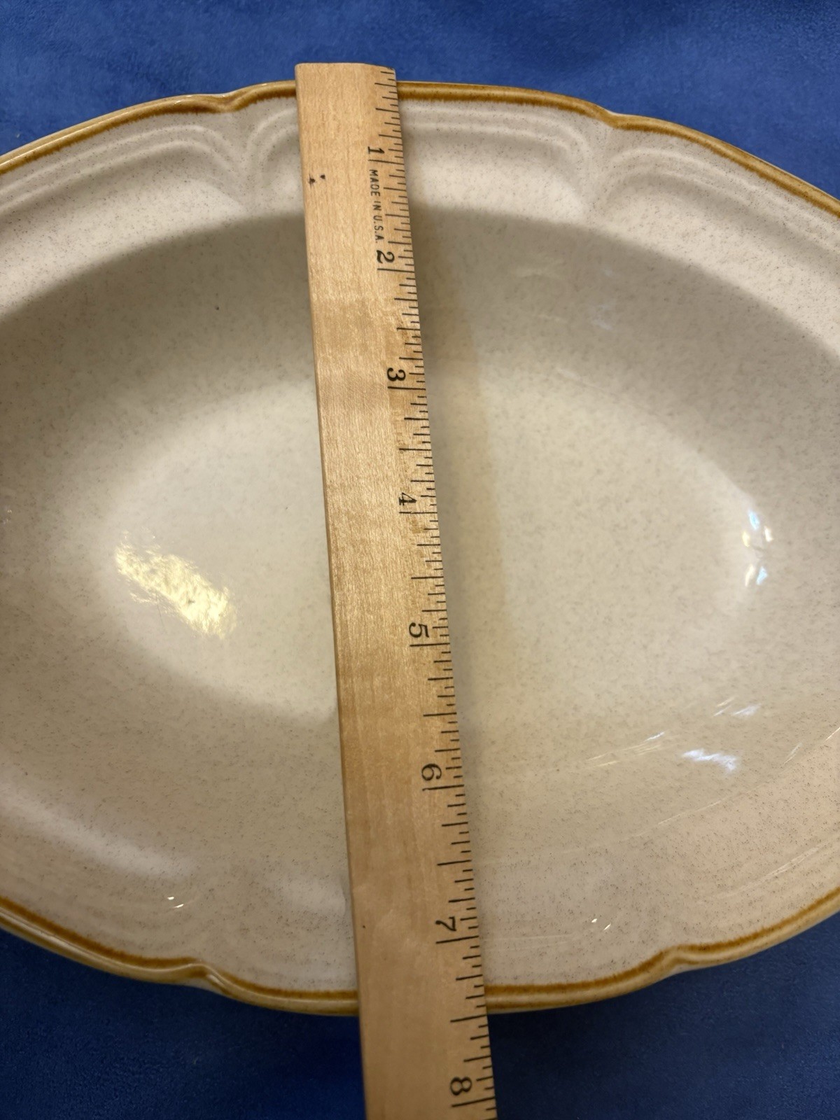 Hearthside Cameo Stoneware Oval Platter 12×9 Beige/Brown Rim Japan Oven Safe