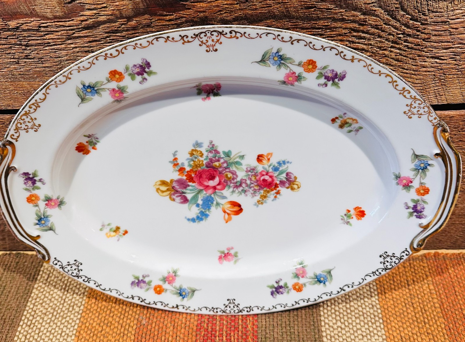Noritake China “Dresdoll” 1950s Platter Made in Occupied Japan Floral
