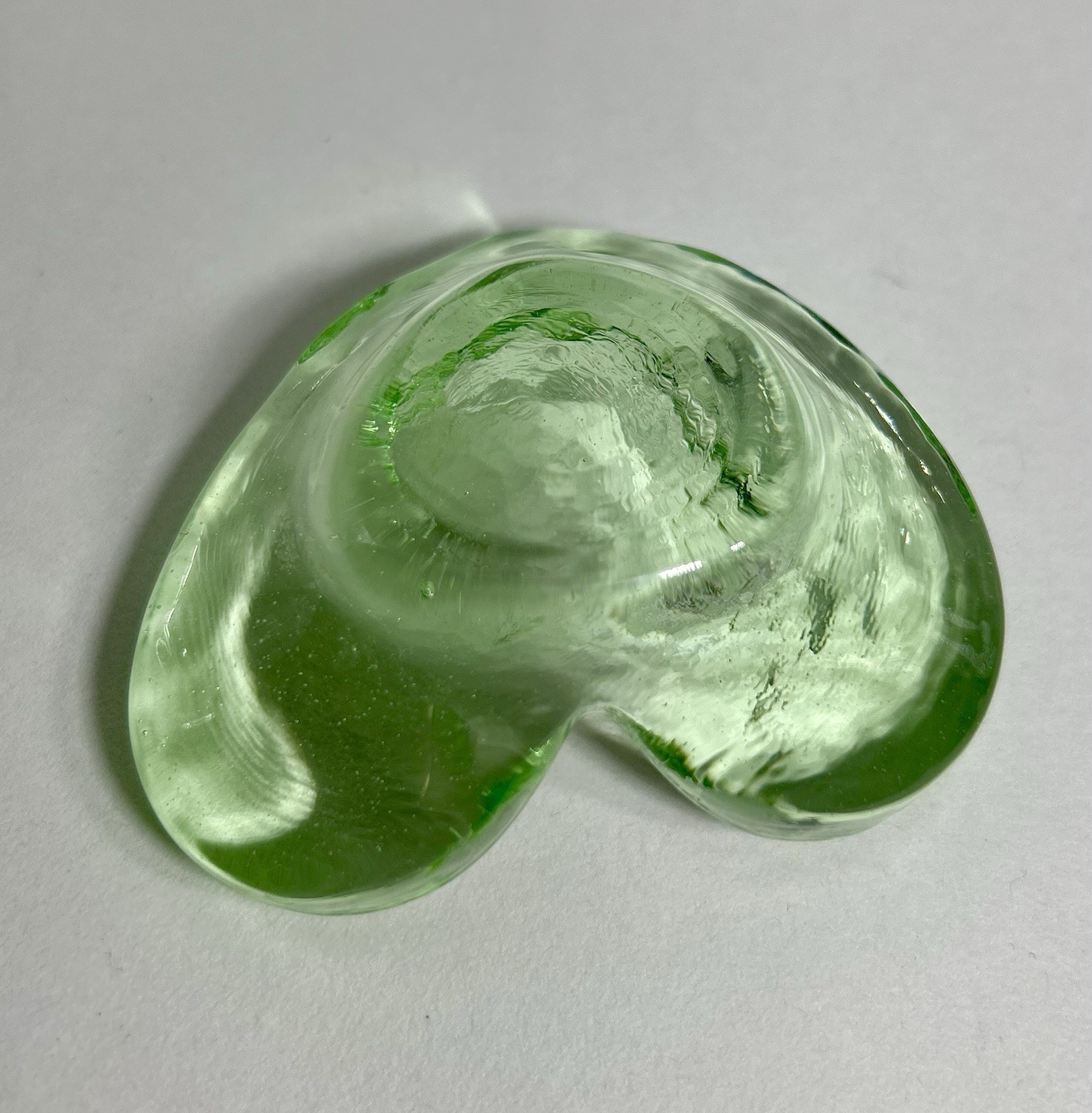 Fire & Light Recycled Glass Celery Green Heart Shaped Trinket Dish