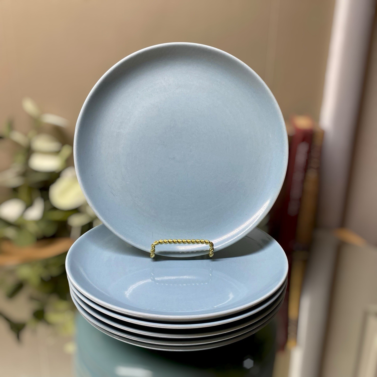 Vintage Russel Wright Casual China Dinner Plates Set Of 6 Ice Blue 9 3/8”