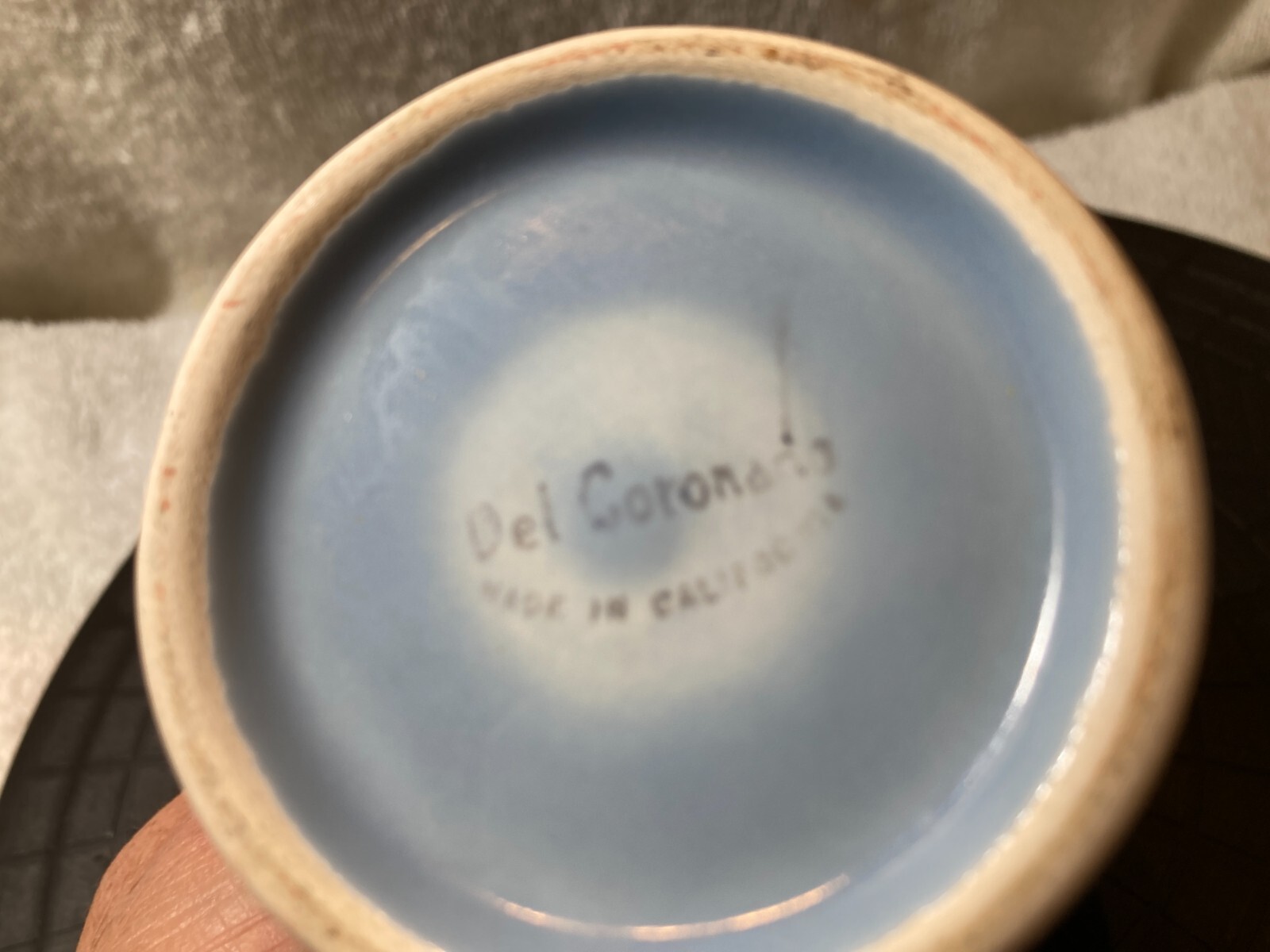 Del Coronado California Pottery Blue Hollydale Grape Sugar Bowl No Lid